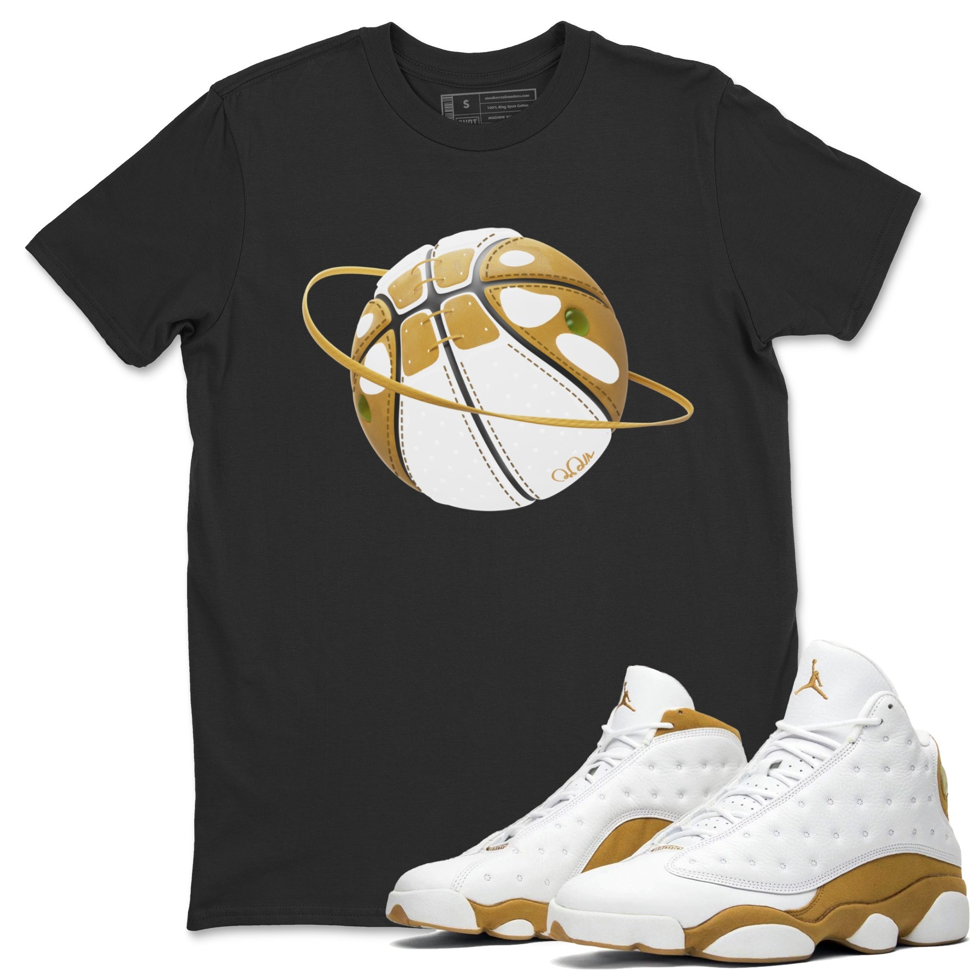 Air Jordan 13 Wheat Sneaker Match Tees Basketball Planet Streetwear Sneaker Shirt AJ13 Wheat Sneaker Release Tees Unisex Shirts Black 1