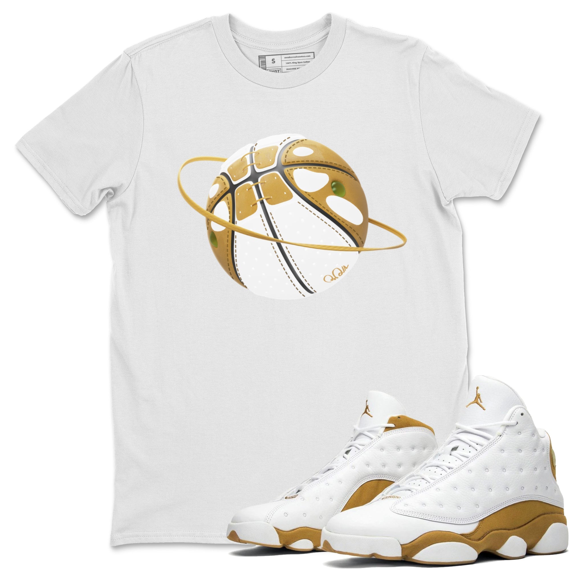 Air Jordan 13 Wheat Sneaker Match Tees Basketball Planet Streetwear Sneaker Shirt AJ13 Wheat Sneaker Release Tees Unisex Shirts White 1