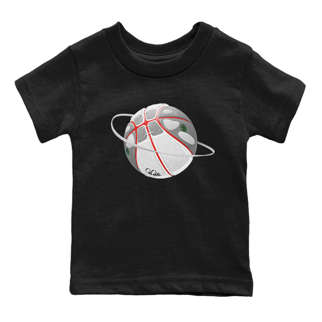 Air Jordan 13 Wolf Grey Sneaker Match Tees Basketball Planet Streetwear Sneaker Shirt AJ13 Wolf Grey Sneaker Release Tees Kids Shirts Black 2