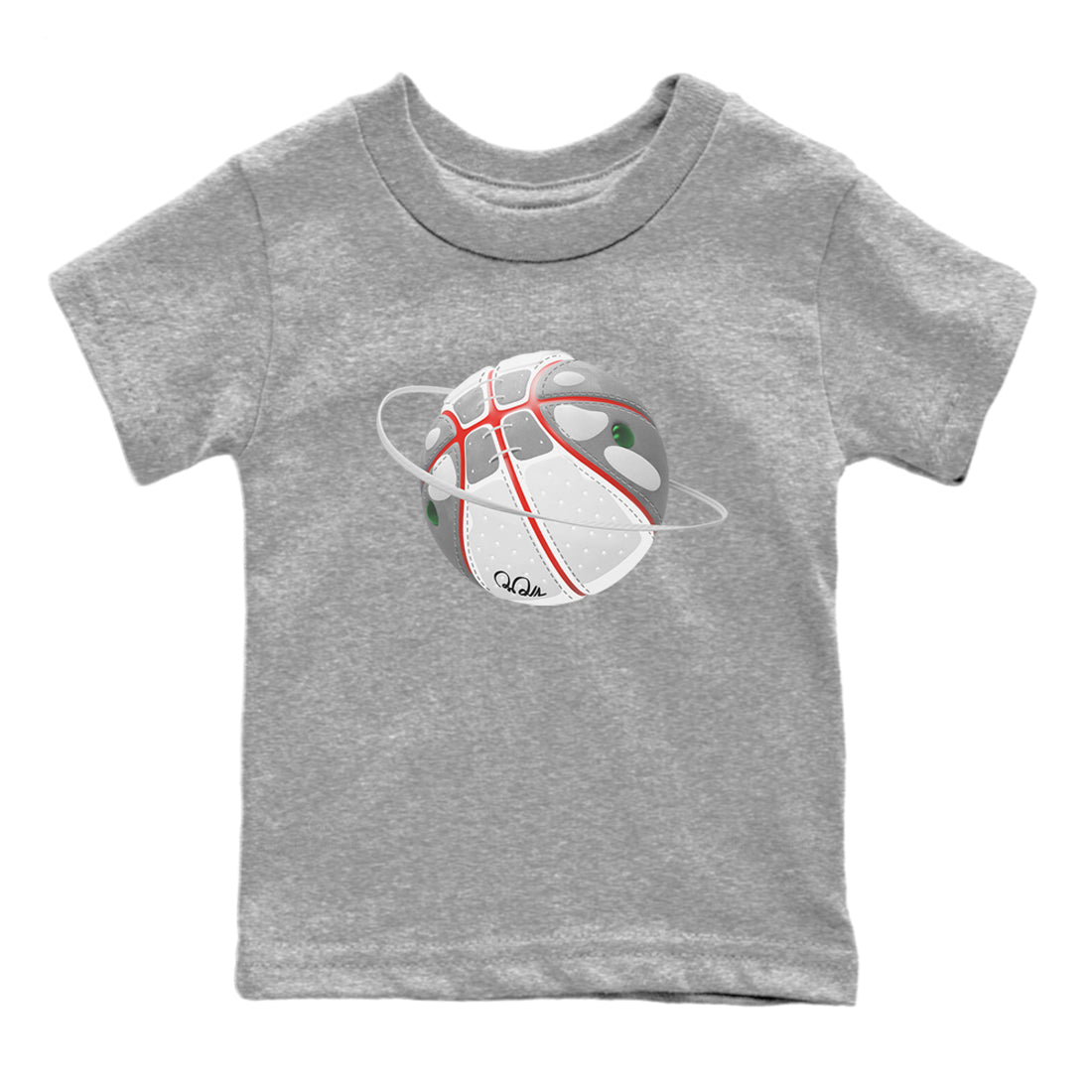 Air Jordan 13 Wolf Grey Sneaker Match Tees Basketball Planet Streetwear Sneaker Shirt AJ13 Wolf Grey Sneaker Release Tees Kids Shirts Heather Grey 2