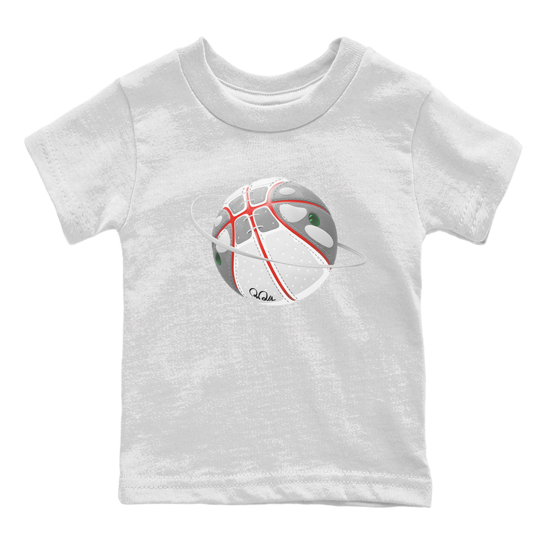 Air Jordan 13 Wolf Grey Sneaker Match Tees Basketball Planet Streetwear Sneaker Shirt AJ13 Wolf Grey Sneaker Release Tees Kids Shirts White 2