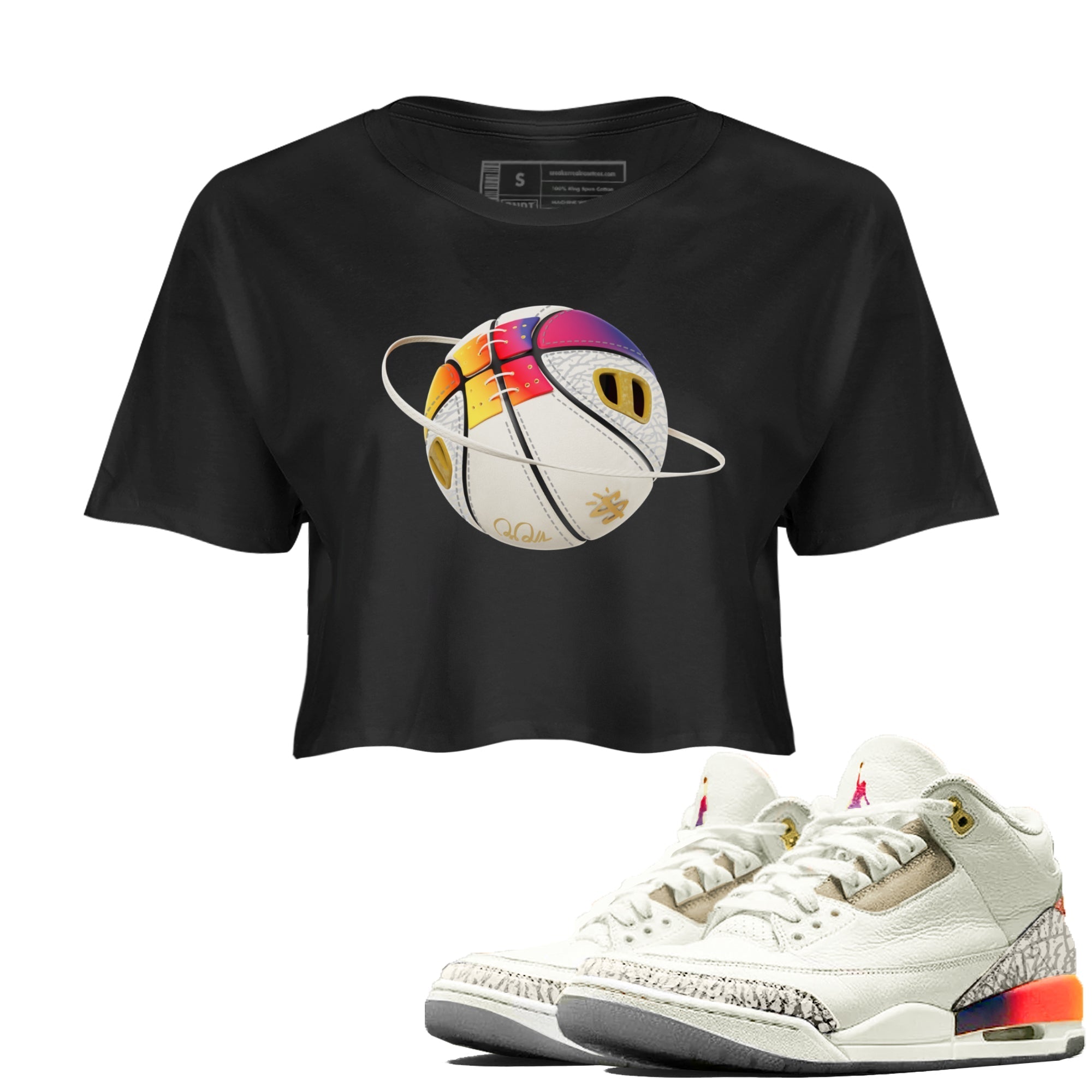 Air Jordan 3 J Balvin shirt to match jordans Basketball Planet Streetwear Sneaker Shirt AJ3 Balvin  Drip Gear Zone Sneaker Matching Clothing LGBTQ Gay Pride T-Shirt Black 1 Crop T-Shirt