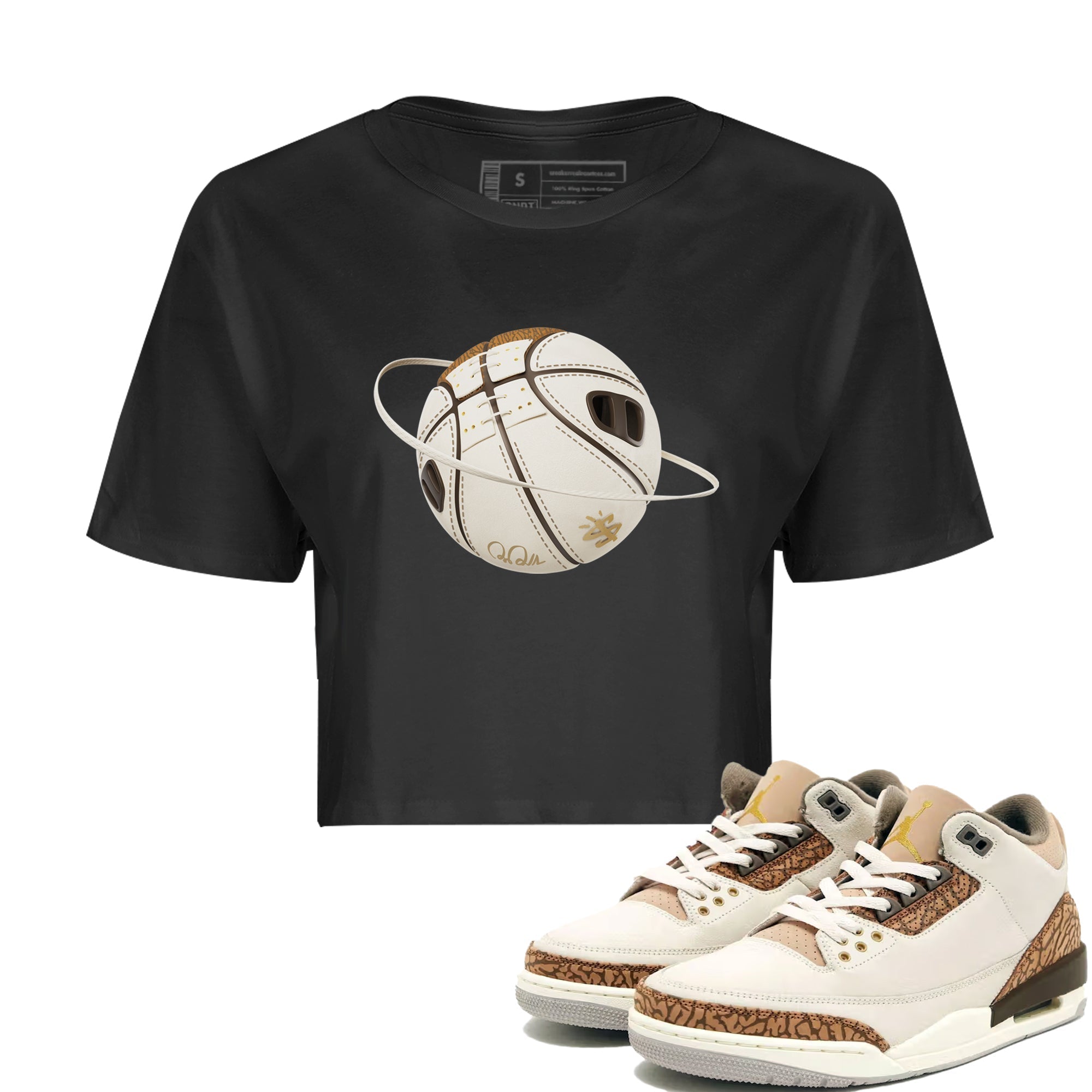 Air Jordan 3 Palomino Sneaker Match Tees Basketball Planet Streetwear Sneaker Shirt AJ3 Palomino Sneaker Release Tees Women's Shirts Black 1