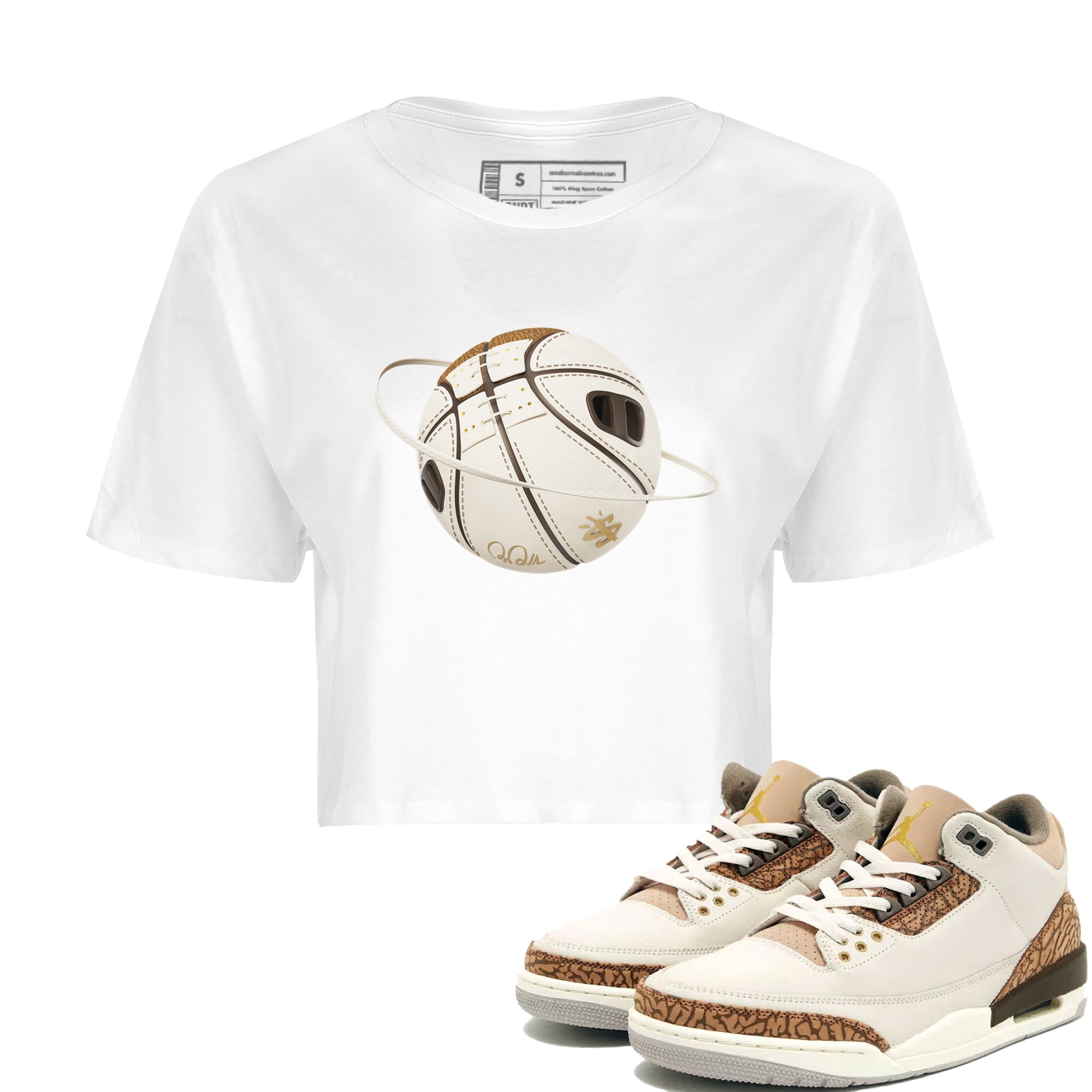 Air Jordan 3 Palomino Sneaker Match Tees Basketball Planet Streetwear Sneaker Shirt AJ3 Palomino Sneaker Release Tees Women's Shirts White 1