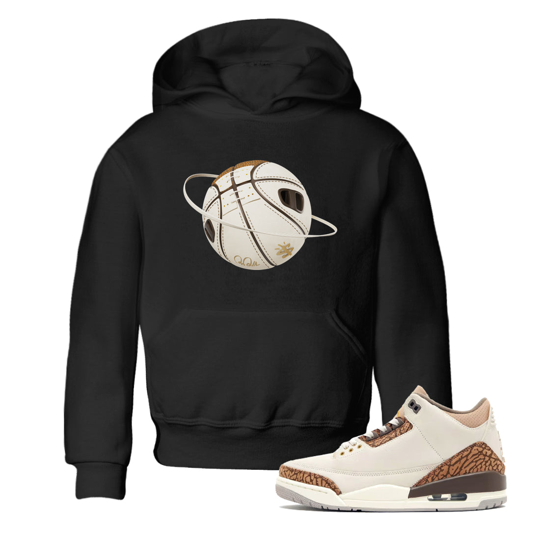 Air Jordan 3 Palomino Sneaker Match Tees Basketball Planet Streetwear Sneaker Shirt AJ3 Palomino Sneaker Release Tees Kids Shirts Black 1