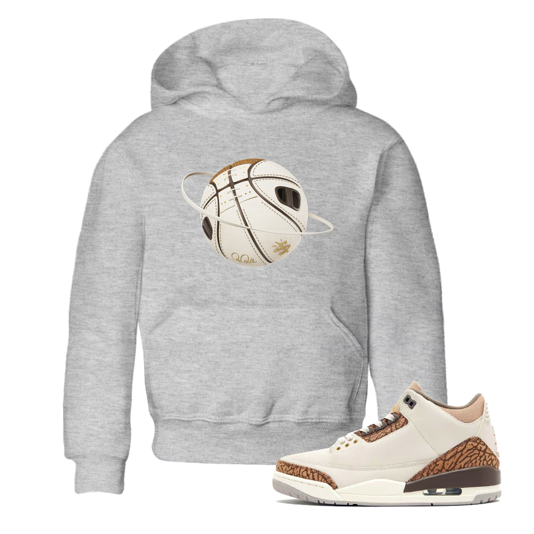 Air Jordan 3 Palomino Sneaker Match Tees Basketball Planet Streetwear Sneaker Shirt AJ3 Palomino Sneaker Release Tees Kids Shirts Heather Grey 1