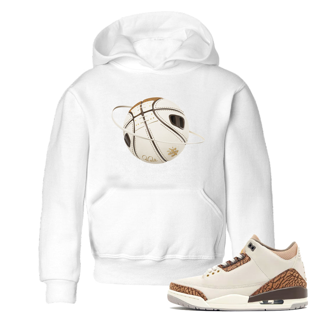Air Jordan 3 Palomino Sneaker Match Tees Basketball Planet Streetwear Sneaker Shirt AJ3 Palomino Sneaker Release Tees Kids Shirts White 1