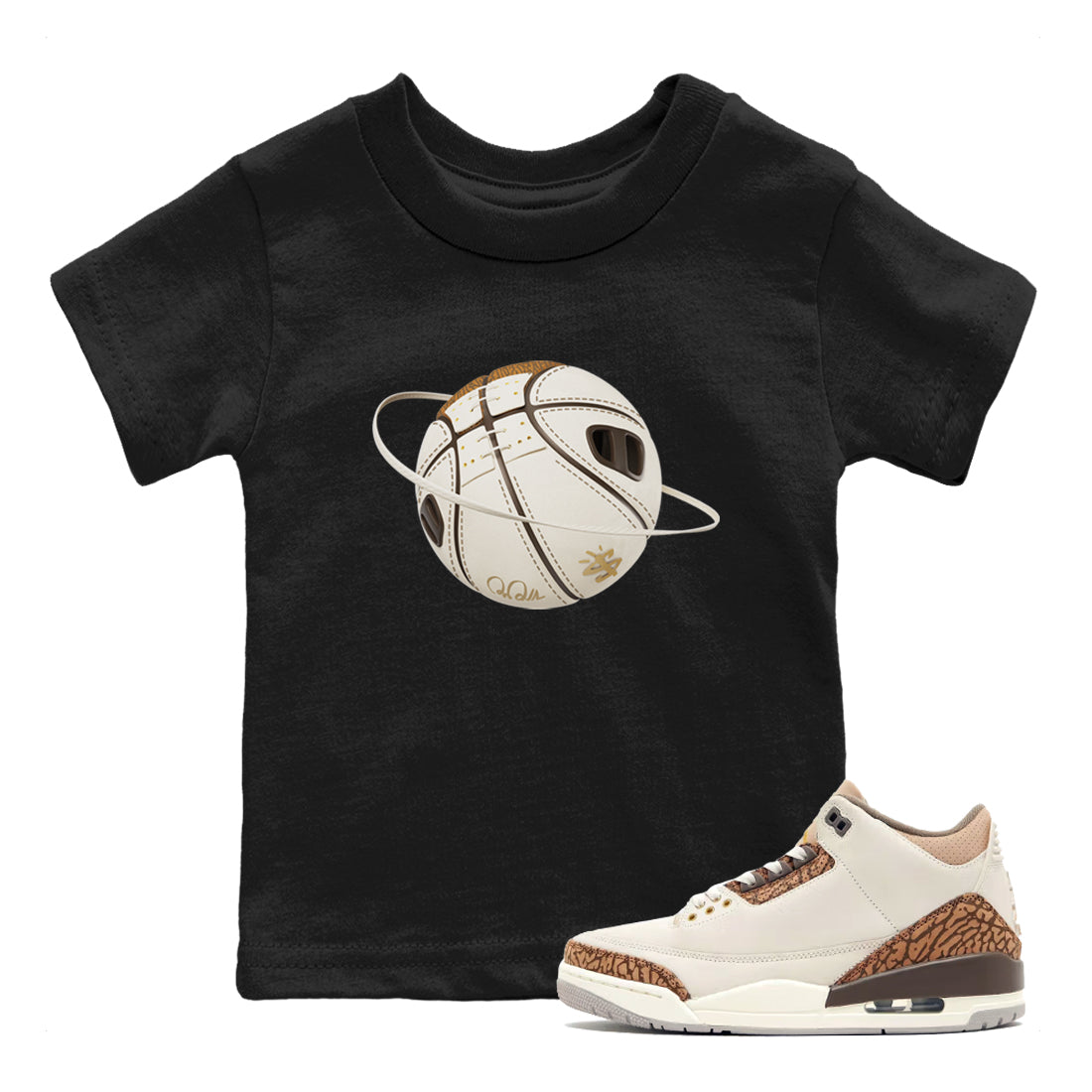 Air Jordan 3 Palomino Sneaker Match Tees Basketball Planet Streetwear Sneaker Shirt AJ3 Palomino Sneaker Release Tees Kids Shirts Black 1