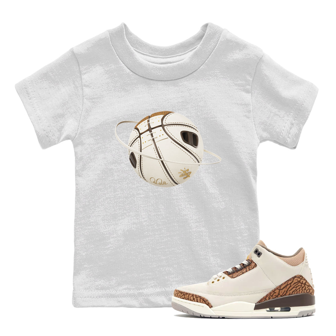 Air Jordan 3 Palomino Sneaker Match Tees Basketball Planet Streetwear Sneaker Shirt AJ3 Palomino Sneaker Release Tees Kids Shirts White 1