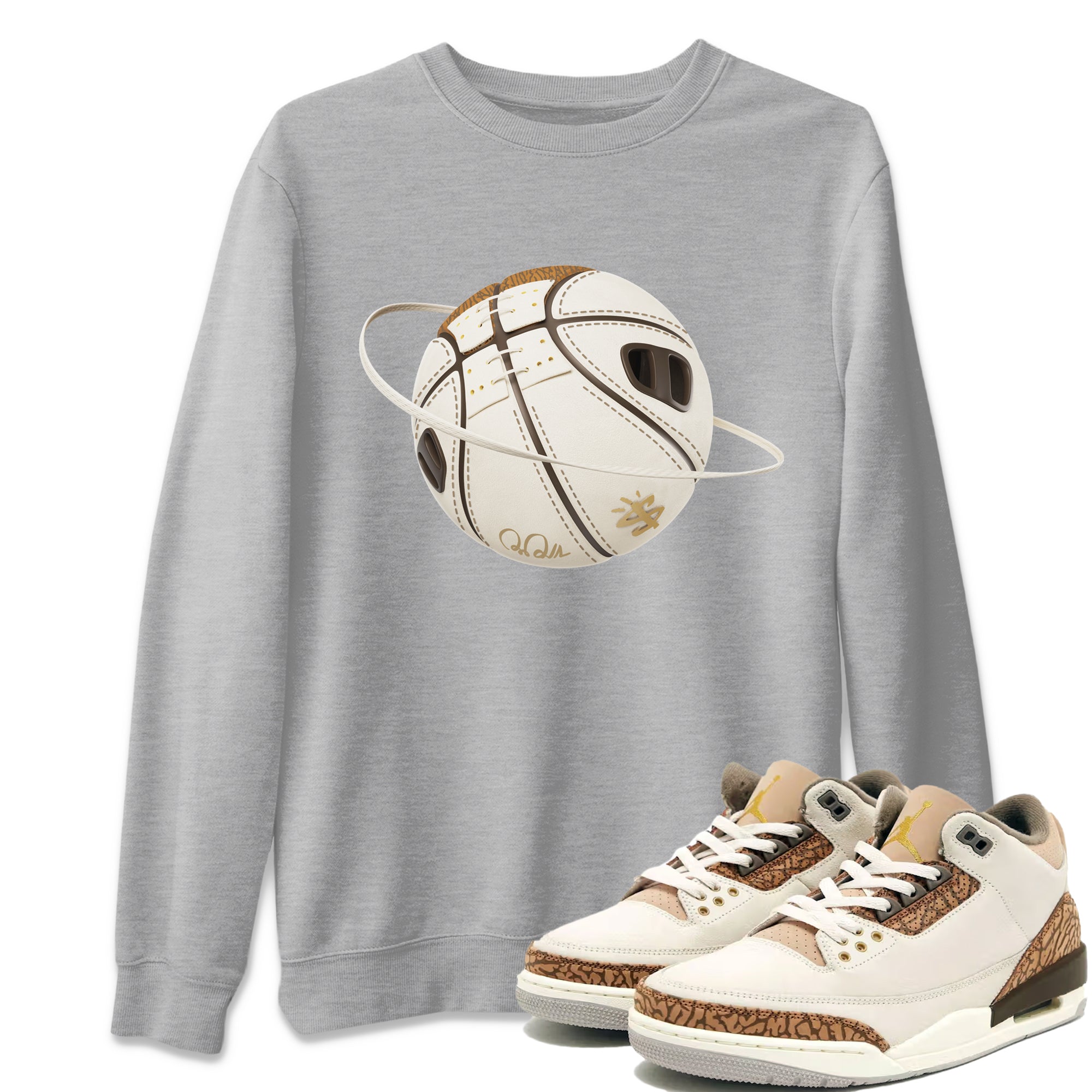 Air Jordan 3 Palomino Sneaker Match Tees Basketball Planet Streetwear Sneaker Shirt AJ3 Palomino Sneaker Release Tees Unisex Shirts Heather Grey 1