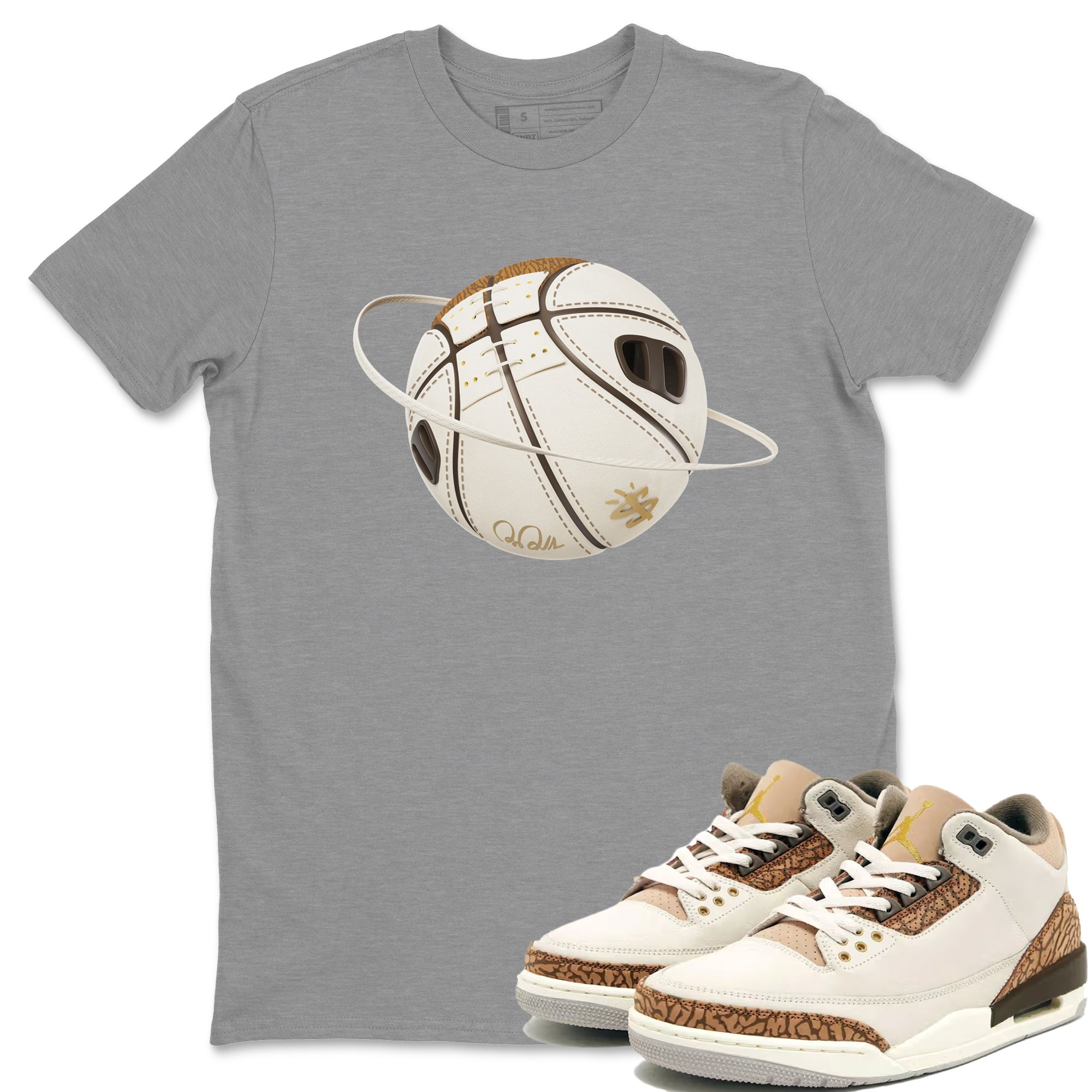 Air Jordan 3 Palomino Sneaker Match Tees Basketball Planet Streetwear Sneaker Shirt AJ3 Palomino Sneaker Release Tees Unisex Shirts Heather Grey 1
