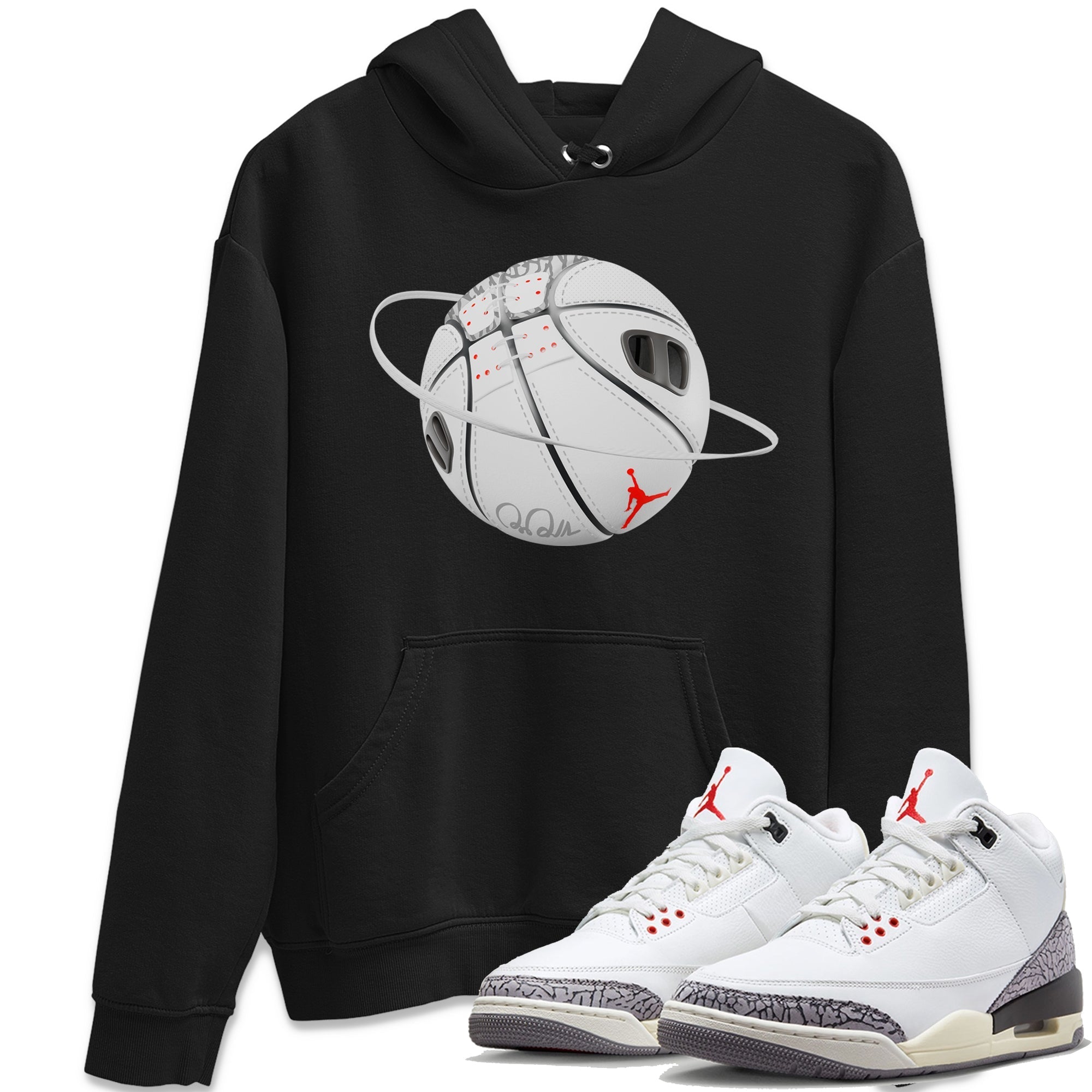 Air Jordan 3 White Cement Shirt To Match Jordans Basketball Planet Sneaker Tees AJ3 White Cement Drip Gear Zone Sneaker Matching Clothing Unisex Shirts Black 1