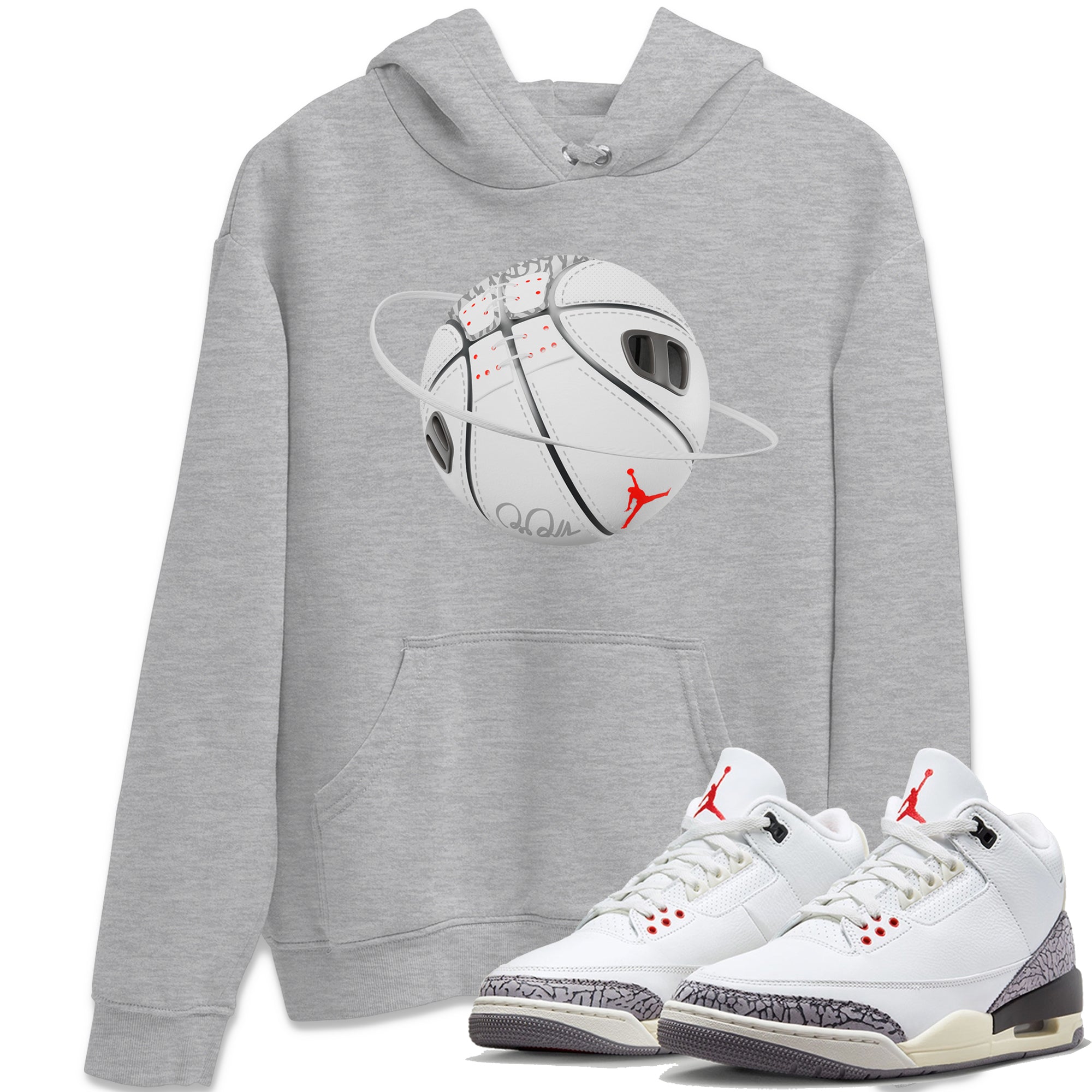 Air Jordan 3 White Cement Shirt To Match Jordans Basketball Planet Sneaker Tees AJ3 White Cement Drip Gear Zone Sneaker Matching Clothing Unisex Shirts Black 2