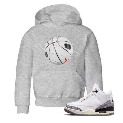 Air Jordan 3 White Cement Shirt To Match Jordans Basketball Planet Sneaker Tees AJ3 White Cement Drip Gear Zone Sneaker Matching Clothing Kids Shirts Heather Grey 1