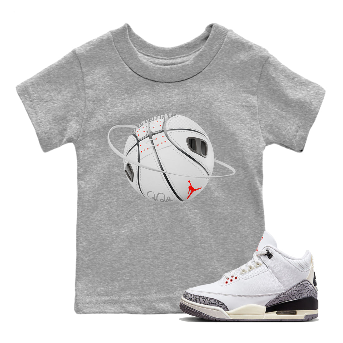 Basketball Planet Kids Tops - Air Jordan 3 White Cement