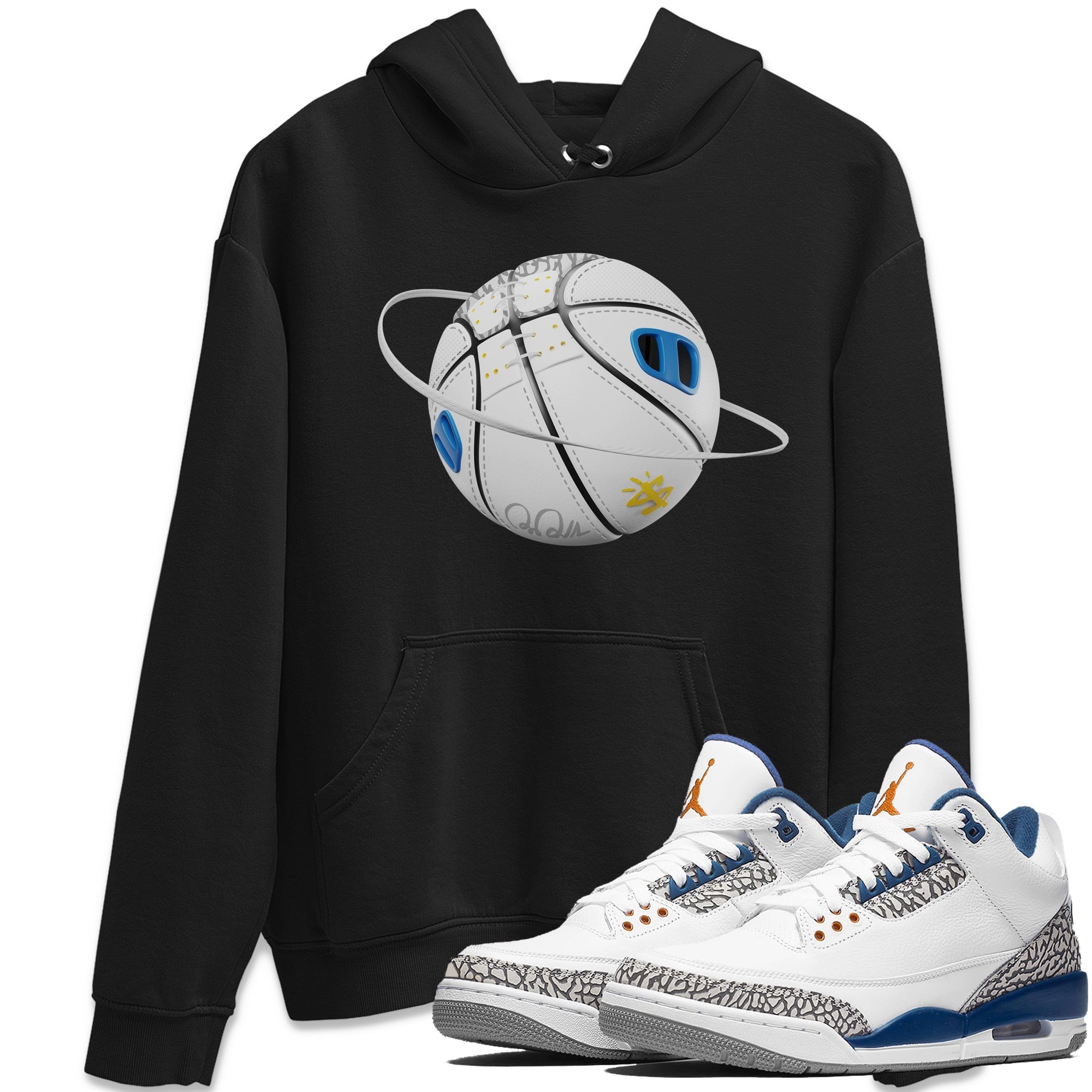 Air Jordan 3 Wizards Sneaker Match Tees Basketball Planet Streetwear Sneaker Shirt AJ3 NBA Wizards  Sneaker Release Tees Unisex Shirts Black 1