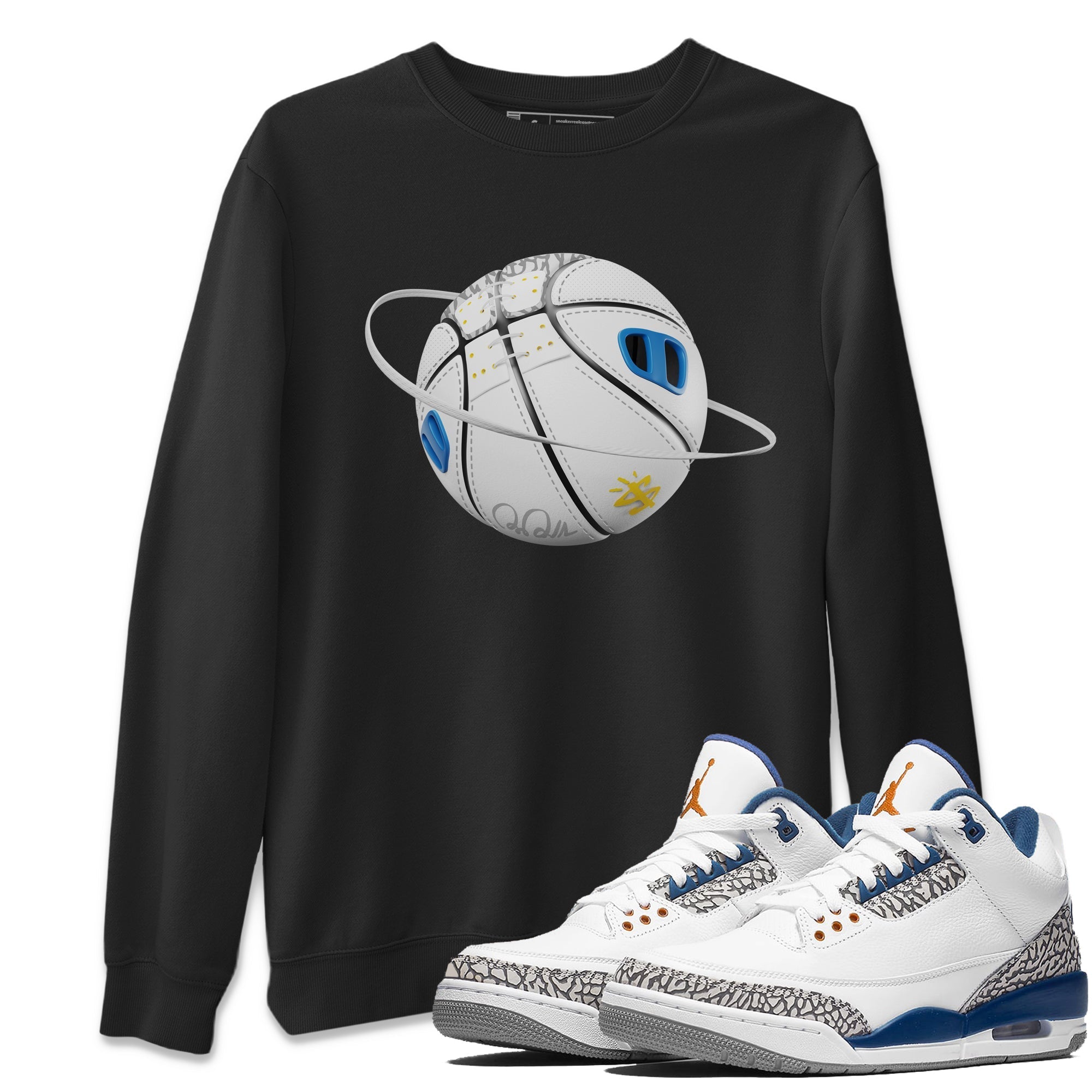 Air Jordan 3 Wizards Sneaker Match Tees Basketball Planet Streetwear Sneaker Shirt AJ3 NBA Wizards  Sneaker Release Tees Unisex Shirts Black 1