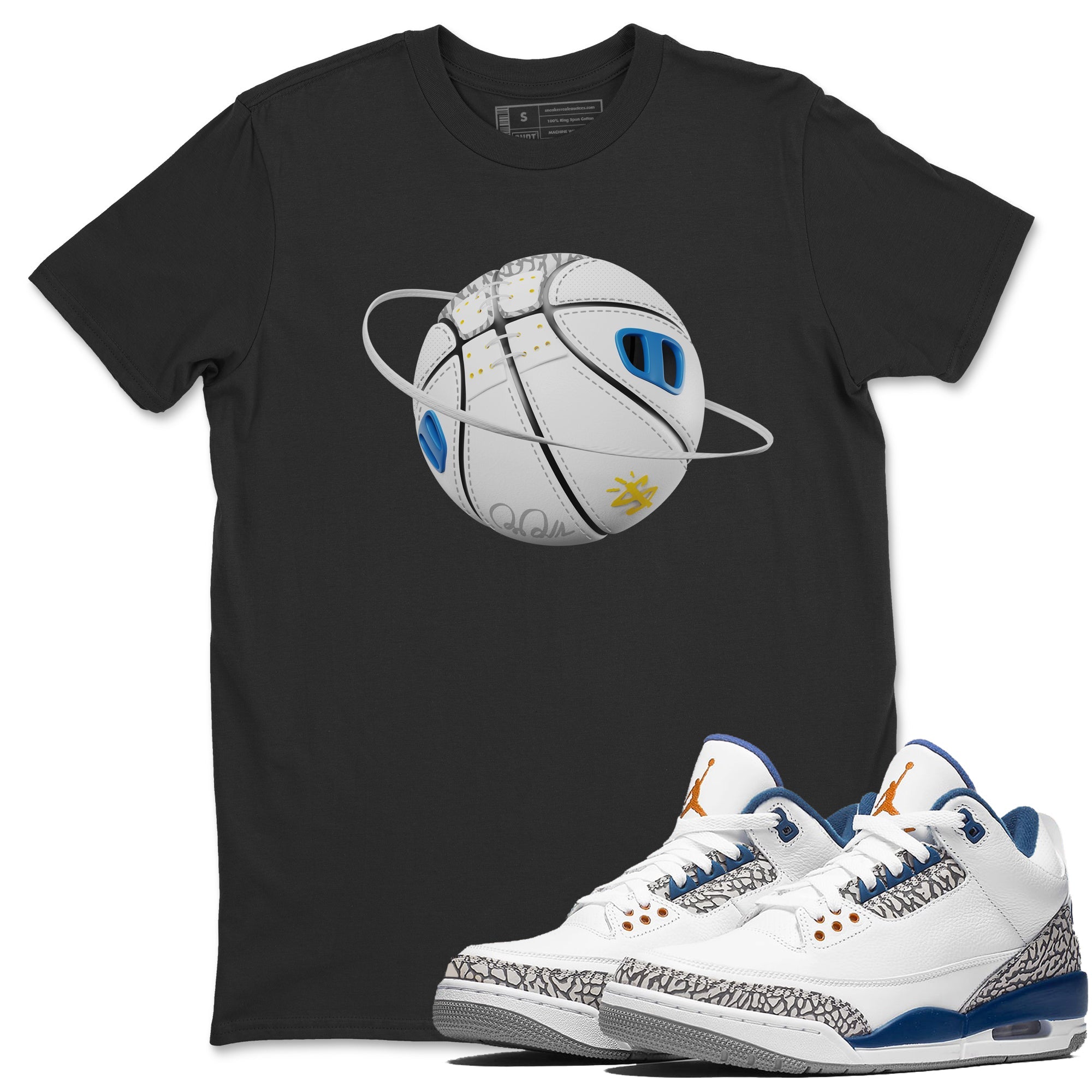 Air Jordan 3 Wizards Sneaker Match Tees Basketball Planet Streetwear Sneaker Shirt AJ3 NBA Wizards  Sneaker Release Tees Unisex Shirts Black 1