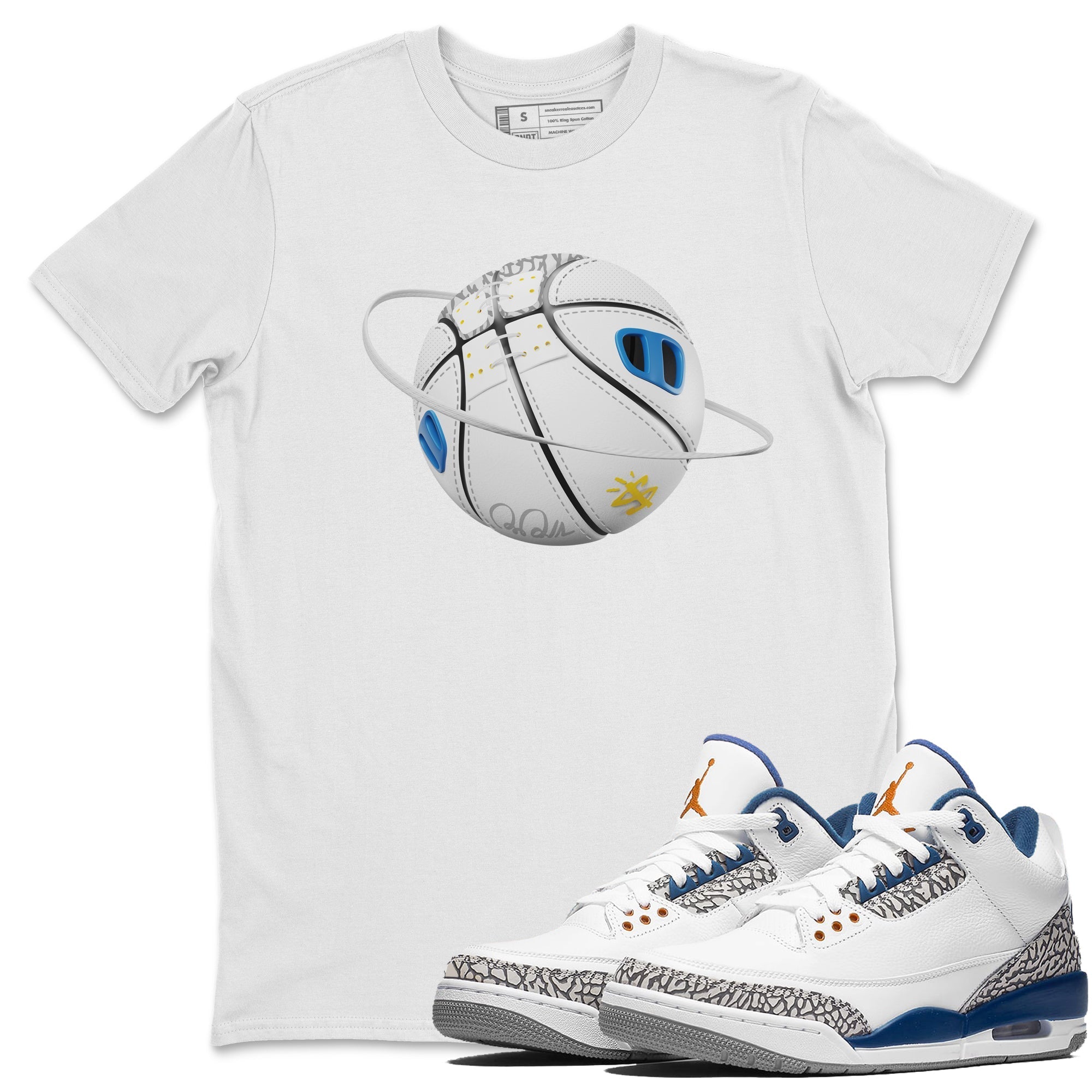 Air Jordan 3 Wizards Sneaker Match Tees Basketball Planet Streetwear Sneaker Shirt AJ3 NBA Wizards  Sneaker Release Tees Unisex Shirts White 1
