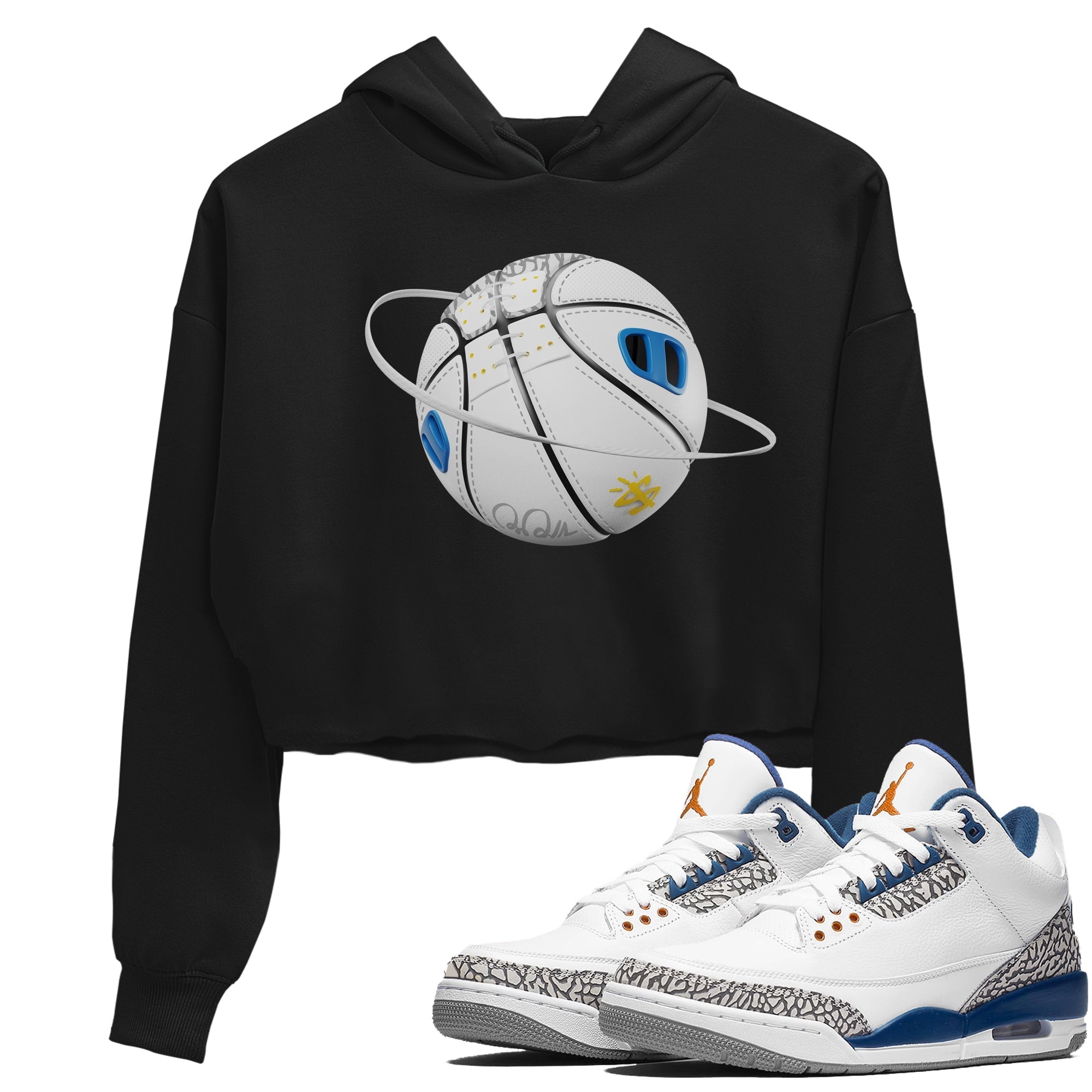 Air Jordan 3 Wizards Sneaker Match Tees Basketball Planet Streetwear Sneaker Shirt AJ3 NBA Wizards  Sneaker Release Tees Women's Shirts Black 1