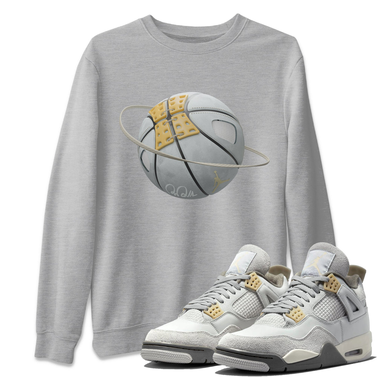Jordan 4 Craft Sneaker Matching T-Shirt Basketball Planet Sneaker Tees Jordan 4 Craft Sneaker Release Tees Crew Neck Tees