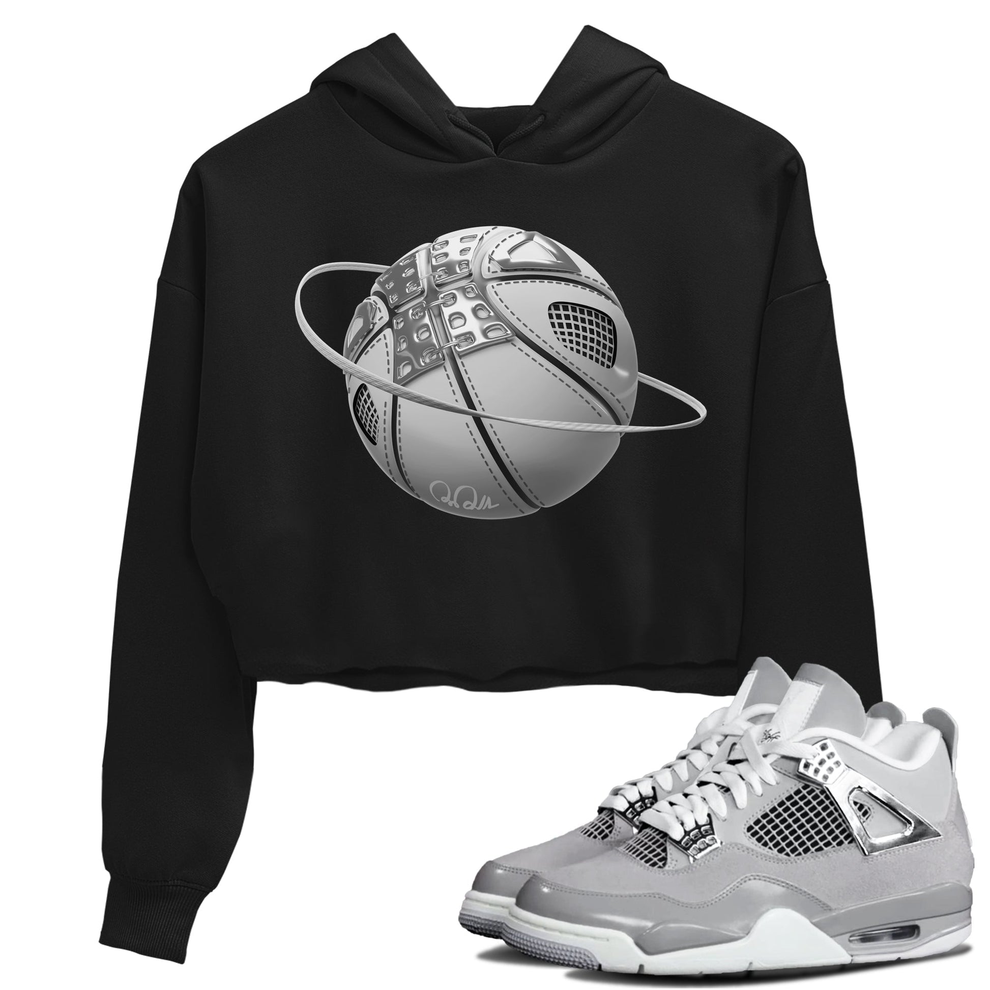 Air Jordan 4 Frozen Moments shirt to match jordans Basketball Planet Streetwear Sneaker Shirt AJ4 Frozen Moments Drip Gear Zone Sneaker Matching Clothing Black 1 Crop T-Shirt