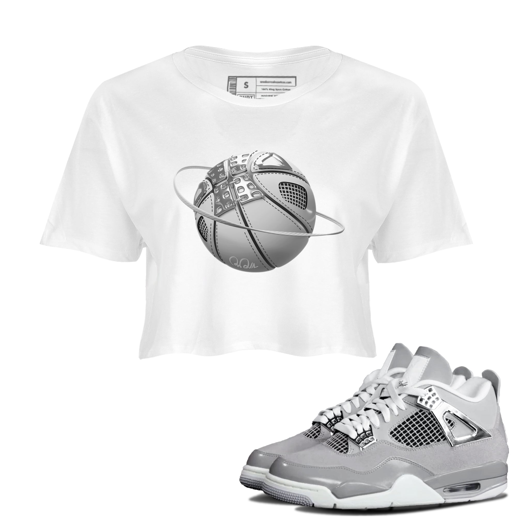 Air Jordan 4 Frozen Moments shirt to match jordans Basketball Planet Streetwear Sneaker Shirt AJ4 Frozen Moments Drip Gear Zone Sneaker Matching Clothing White 1 Crop T-Shirt