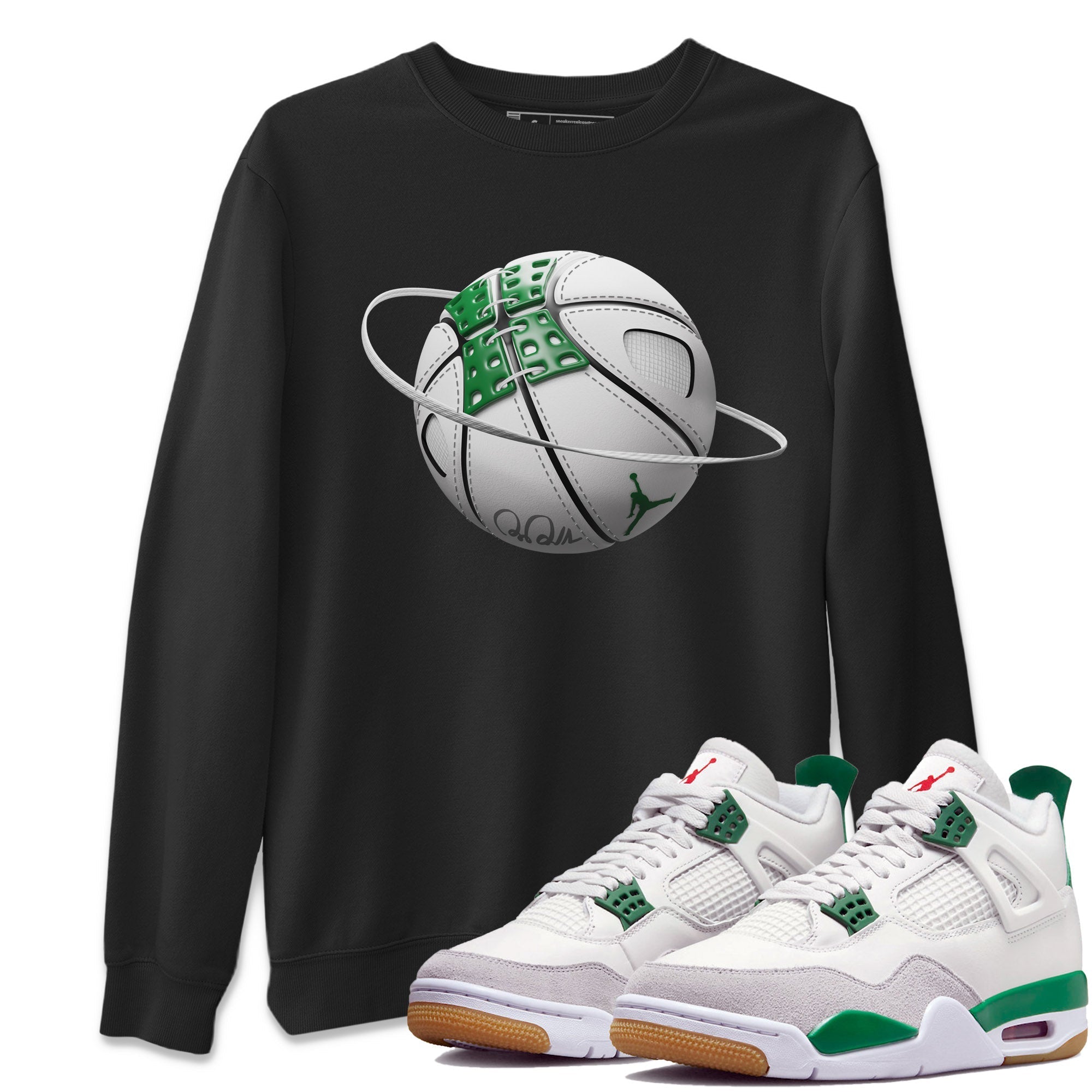 Air Jordan 4 Pine Green Sneaker Match Tees Basketball Planet Streetwear Sneaker Shirt AJ4 Pine Green Sneaker Release Tees Unisex Shirts Black 1