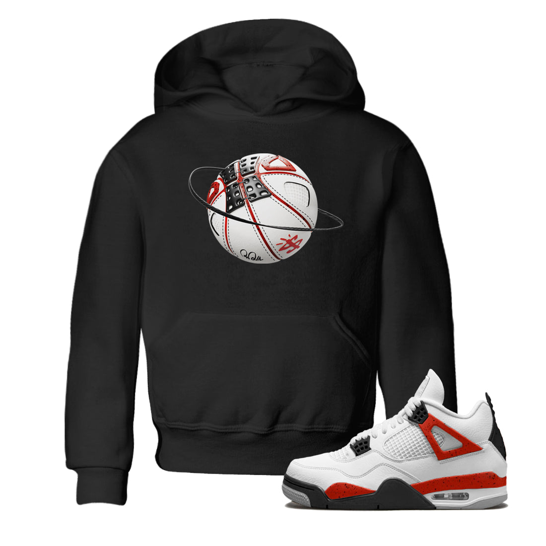 Air Jordan 4 Red Cement Sneaker Match Tees Basketball Planet Streetwear Sneaker Shirt AJ4 Retro OG Red Cement Sneaker Release Tees Kids Shirts Black 1