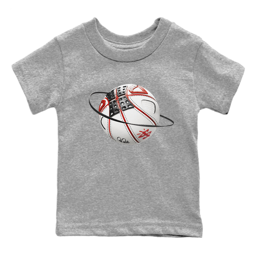 Air Jordan 4 Red Cement Sneaker Match Tees Basketball Planet Streetwear Sneaker Shirt AJ4 Retro OG Red Cement Sneaker Release Tees Kids Shirts Heather Grey 2