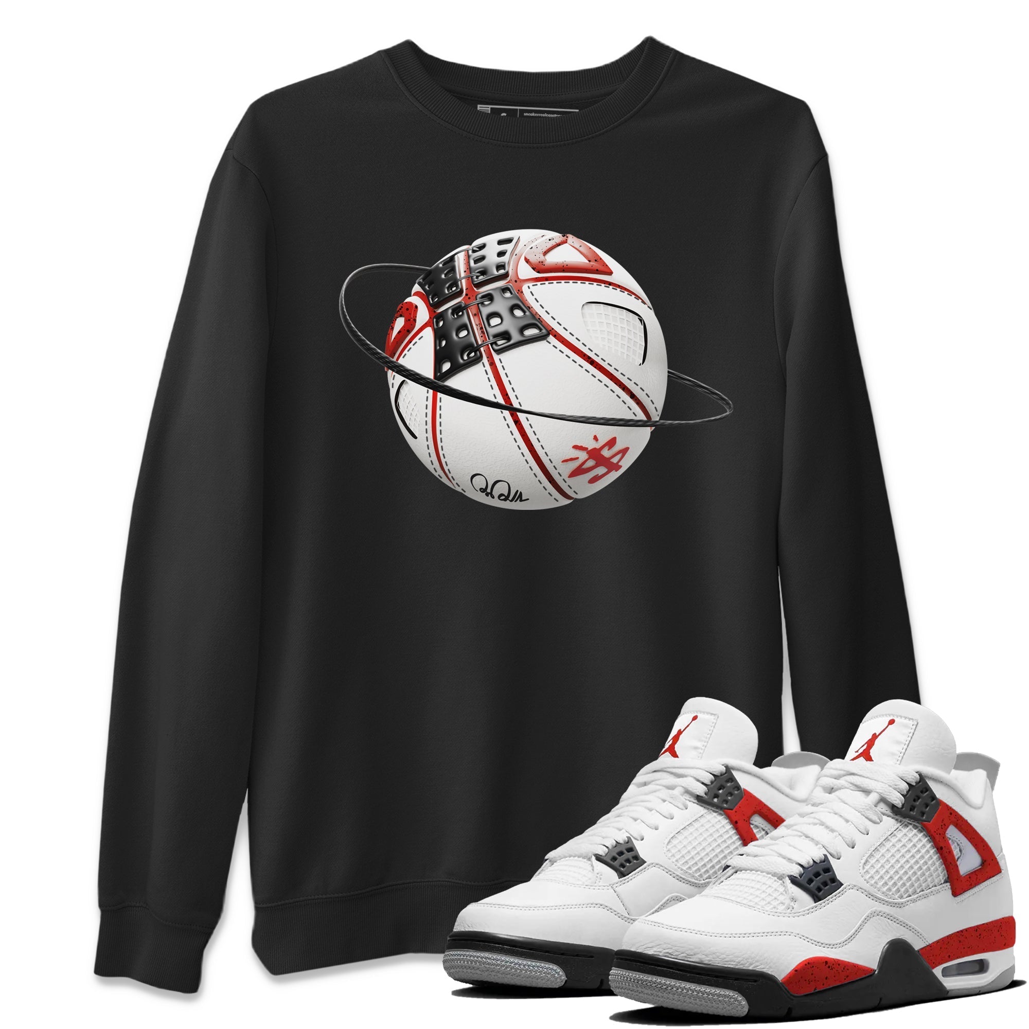 Air Jordan 4 Red Cement Sneaker Match Tees Basketball Planet Streetwear Sneaker Shirt AJ4 Retro OG Red Cement Sneaker Release Tees Unisex Shirts Black 1