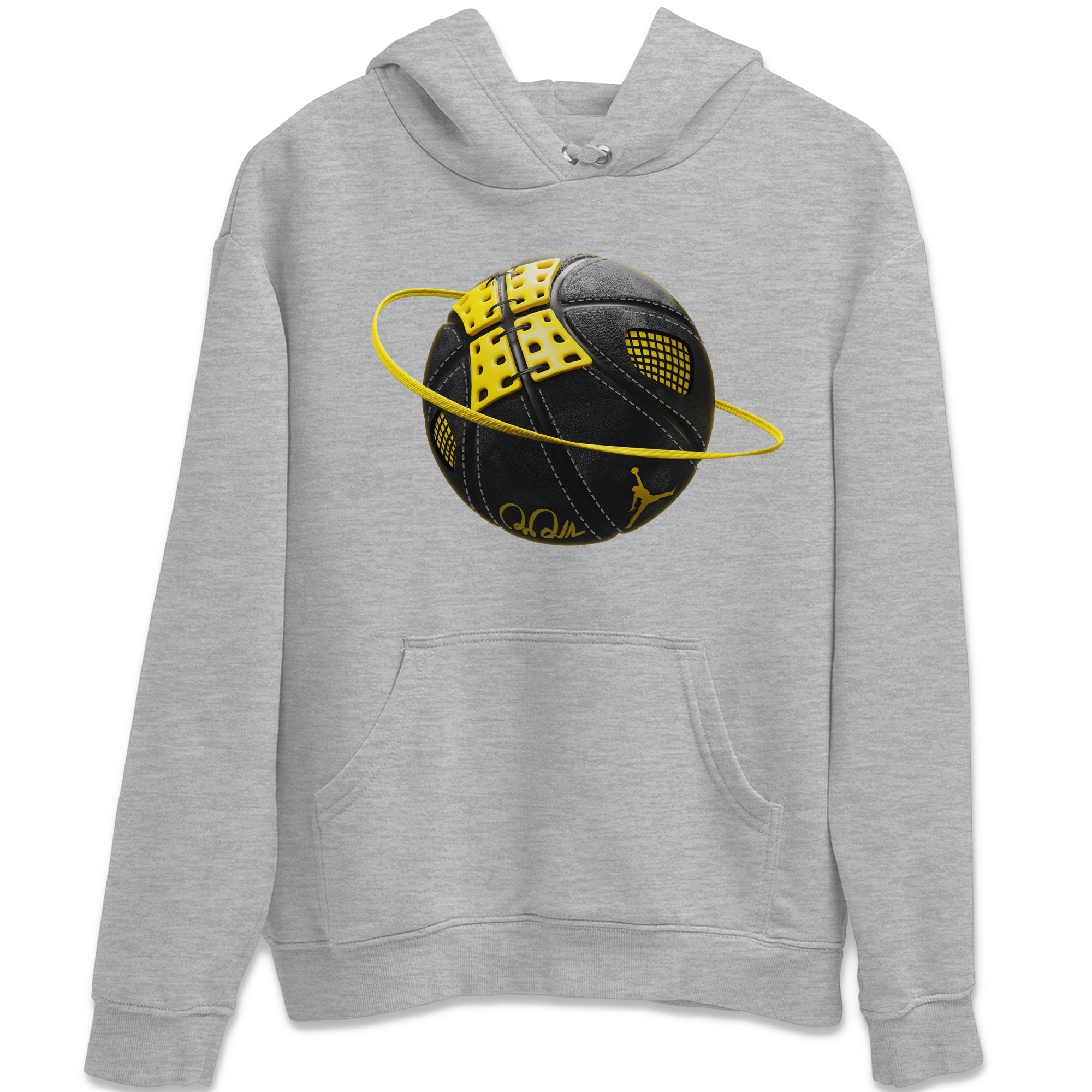 Air Jordan 4 Thunder Sneaker Match Tees Basketball Planet Streetwear Sneaker Shirt AJ4 Thunder Jumpman Sneaker Release Tees Unisex Shirts Heather Grey 2