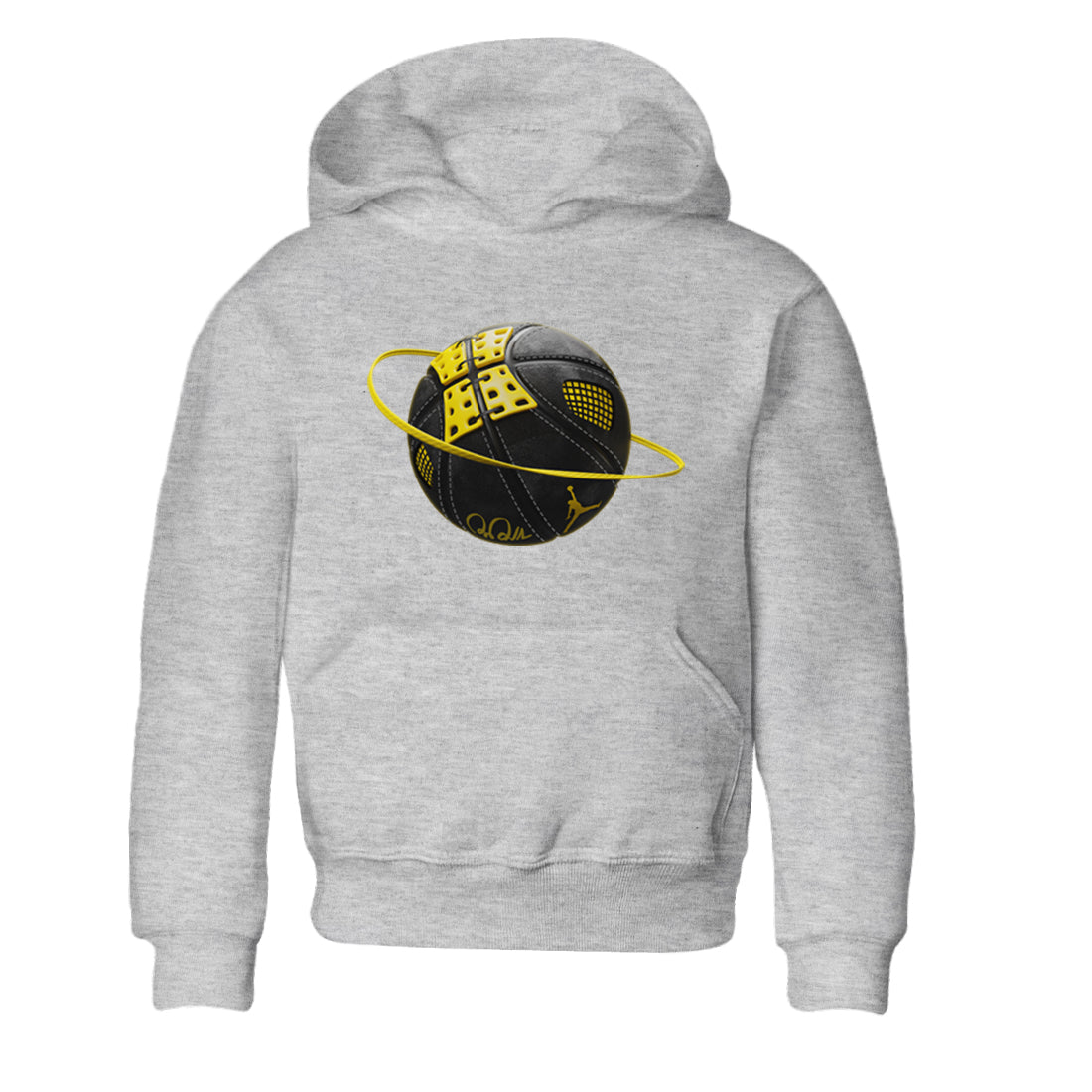 Air Jordan 4 Thunder Sneaker Match Tees Basketball Planet Streetwear Sneaker Shirt AJ4 Thunder Jumpman Sneaker Release Tees Kids Shirts Heather Grey 2
