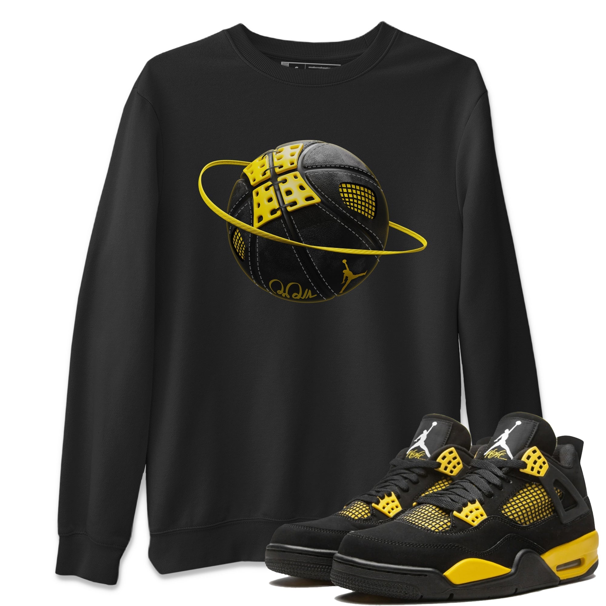 Air Jordan 4 Thunder Sneaker Match Tees Basketball Planet Streetwear Sneaker Shirt AJ4 Thunder Jumpman Sneaker Release Tees Unisex Shirts Black 1
