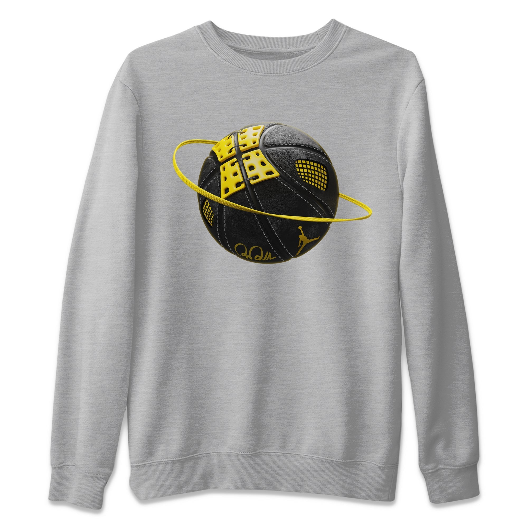 Air Jordan 4 Thunder Sneaker Match Tees Basketball Planet Streetwear Sneaker Shirt AJ4 Thunder Jumpman Sneaker Release Tees Unisex Shirts Heather Grey 2