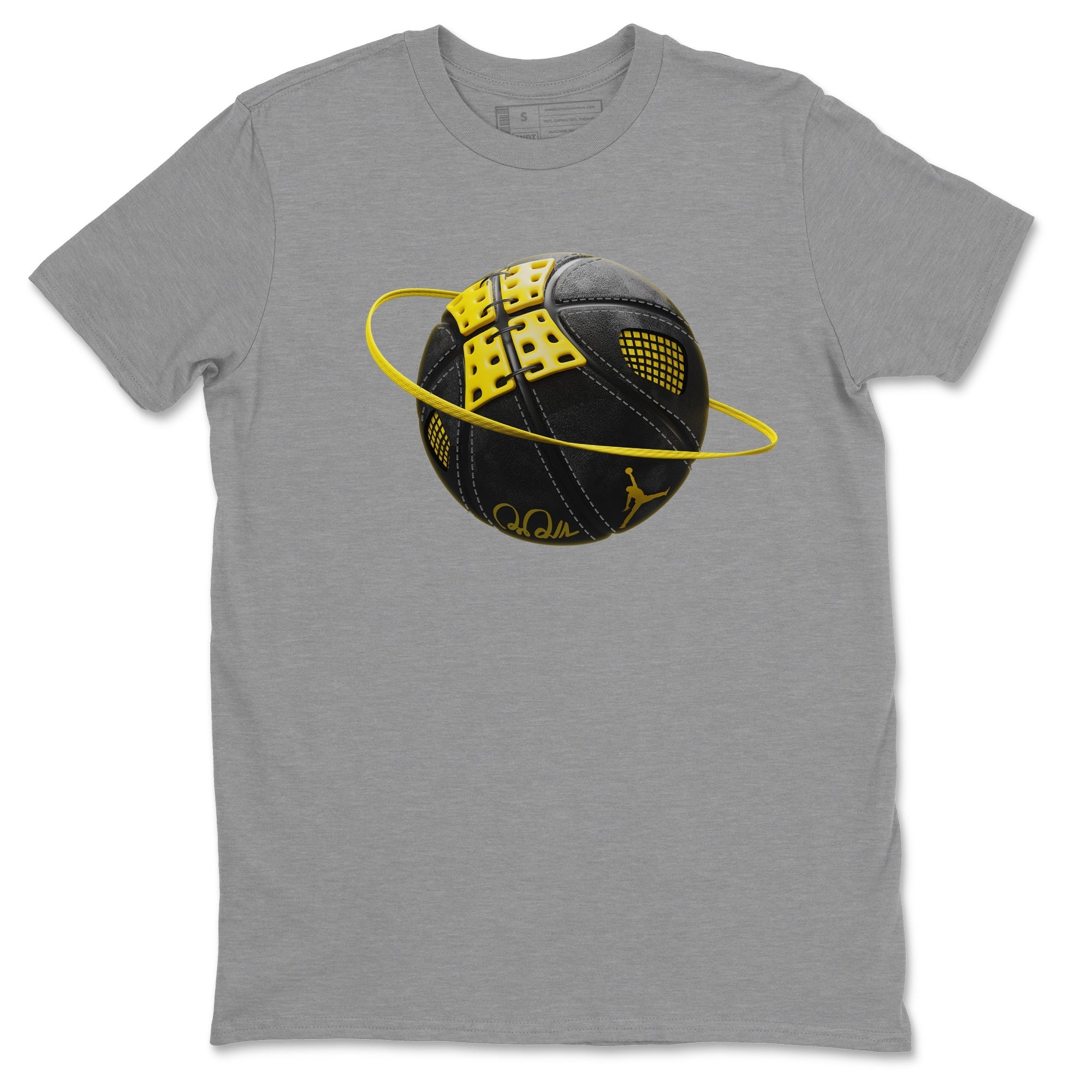 Air Jordan 4 Thunder Sneaker Match Tees Basketball Planet Streetwear Sneaker Shirt AJ4 Thunder Jumpman Sneaker Release Tees Unisex Shirts Heather Grey 2