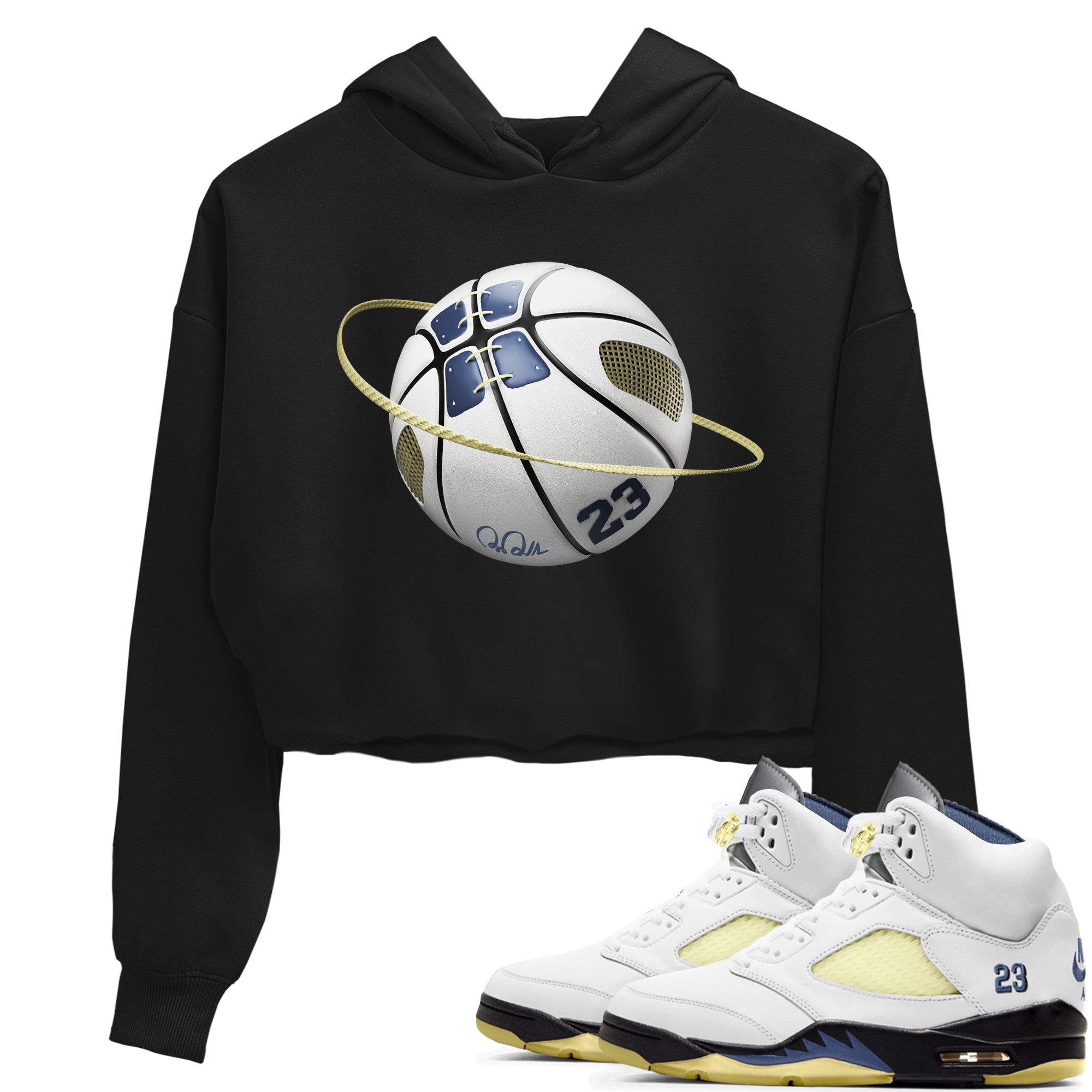 Air Jordan 5 A Ma Maniere x Photon Dust shirt to match jordans Basketball Planet sneaker tees Jordan 5 A Ma Maniere "Dawn" Drip Gear Zone Black 1 Crop T-Shirt
