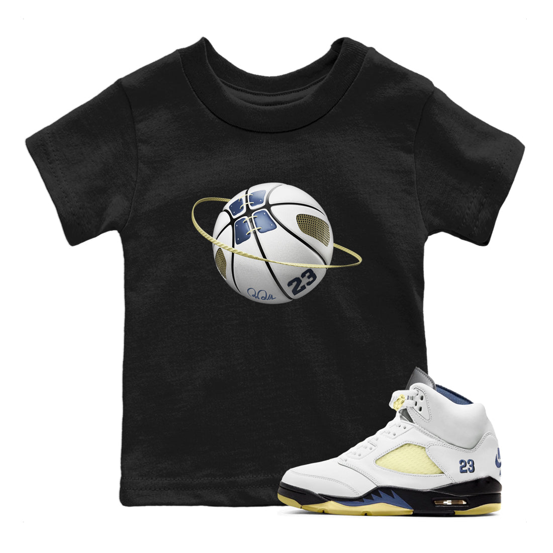 Air Jordan 5 A Ma Maniere x Photon Dust shirt to match jordans Basketball Planet sneaker tees Jordan 5 A Ma Maniere "Dawn" Drip Gear Zone Baby Toddler Black 1 T-Shirt