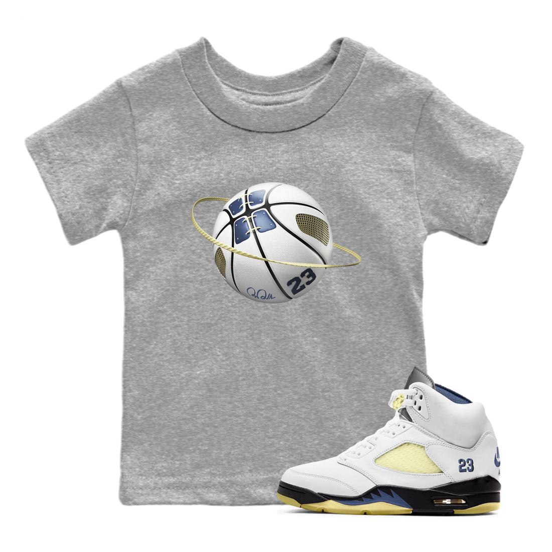 Air Jordan 5 A Ma Maniere x Photon Dust shirt to match jordans Basketball Planet sneaker tees Jordan 5 A Ma Maniere "Dawn" Drip Gear Zone Baby Toddler Heather Grey 1 T-Shirt
