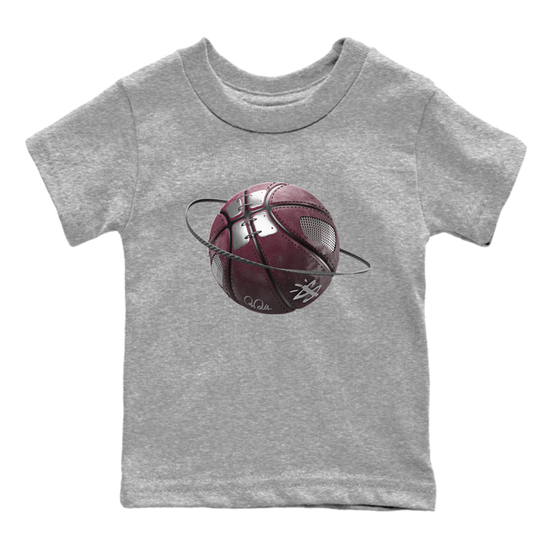 Air Jordan 5 Burgundy Sneaker Match Tees Basketball Planet Streetwear Sneaker Shirt AJ5 Burgundy Sneaker Release Tees Kids Shirts Heather Grey 2