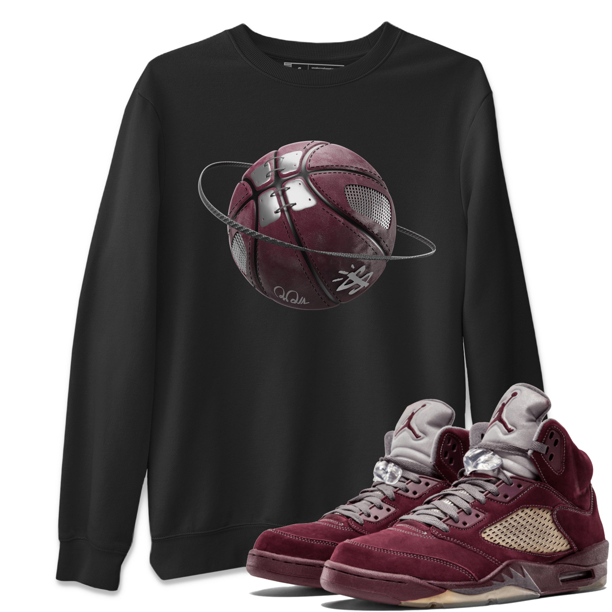 Air Jordan 5 Burgundy Sneaker Match Tees Basketball Planet Streetwear Sneaker Shirt AJ5 Burgundy Sneaker Release Tees Unisex Shirts Black 1
