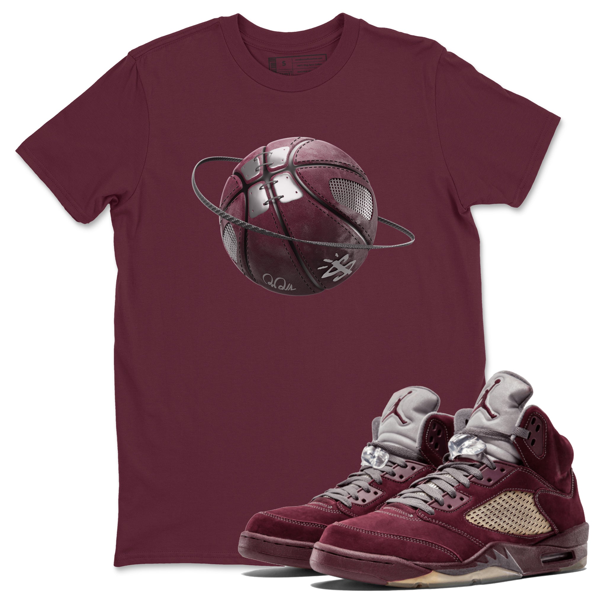 Air Jordan 5 Burgundy Sneaker Match Tees Basketball Planet Streetwear Sneaker Shirt AJ5 Burgundy Sneaker Release Tees Unisex Shirts Maroon 1