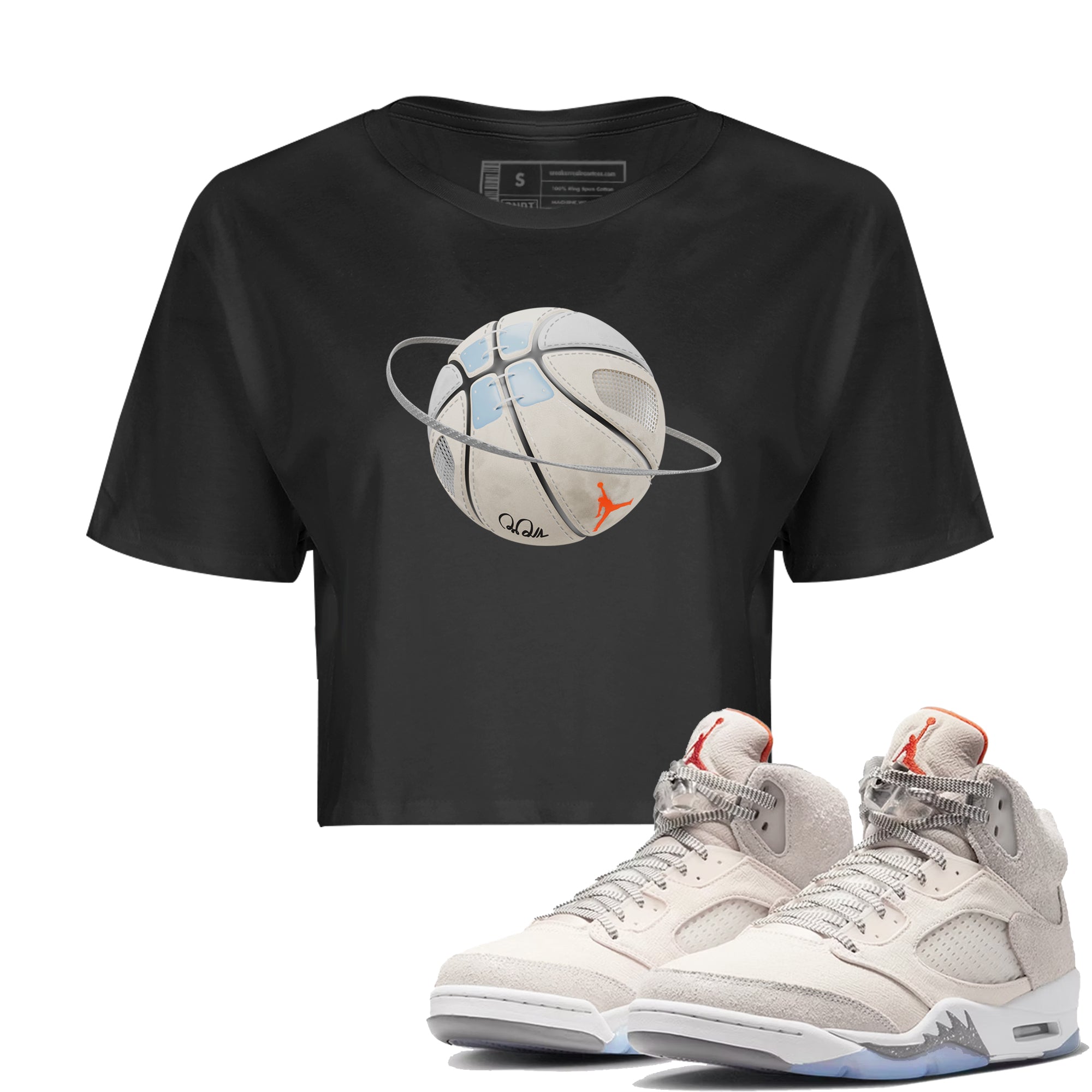 Air Jordan 5 Craft Sneaker Match Tees Basketball Planet Streetwear Sneaker Shirt AJ5 SE Craft Sneaker Release Tees Women's Shirts Black 1