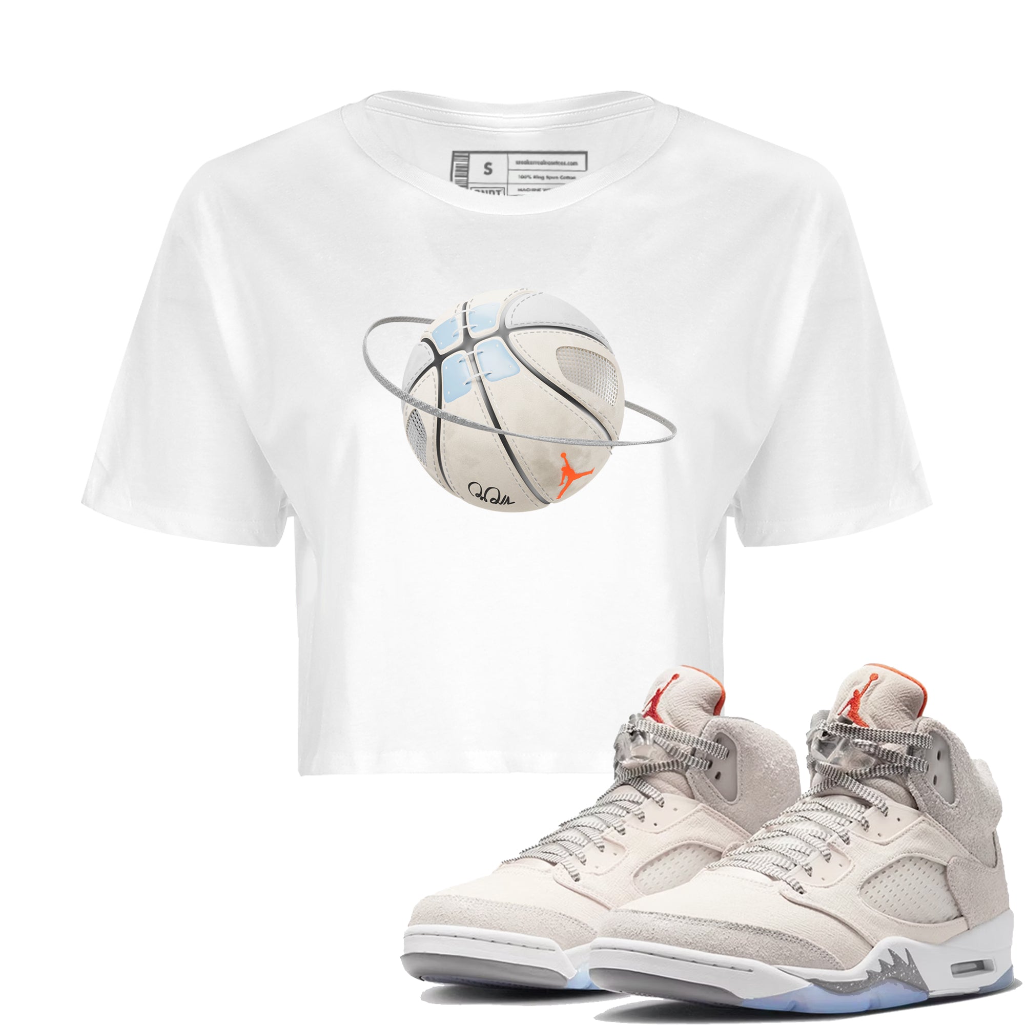 Air Jordan 5 Craft Sneaker Match Tees Basketball Planet Streetwear Sneaker Shirt AJ5 SE Craft Sneaker Release Tees Women's Shirts White 1