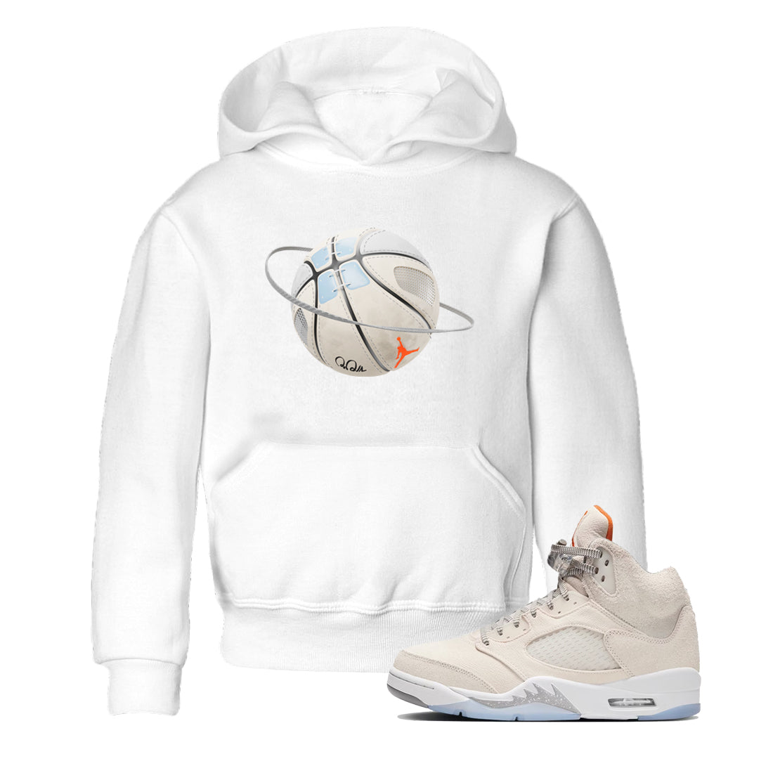 Air Jordan 5 Craft Sneaker Match Tees Basketball Planet Streetwear Sneaker Shirt AJ5 SE Craft Sneaker Release Tees Kids Shirts White 1