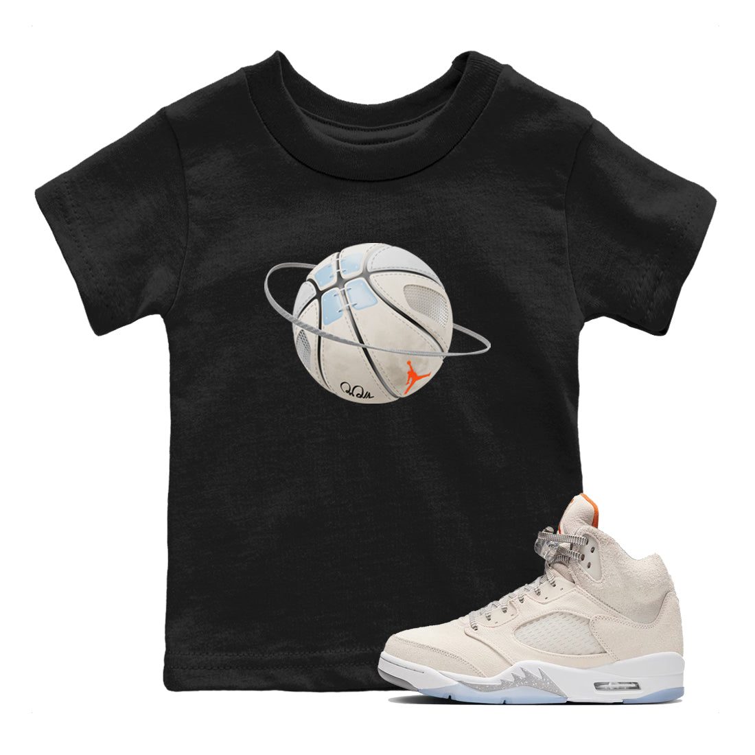 Air Jordan 5 Craft Sneaker Match Tees Basketball Planet Streetwear Sneaker Shirt AJ5 SE Craft Sneaker Release Tees Kids Shirts Black 1