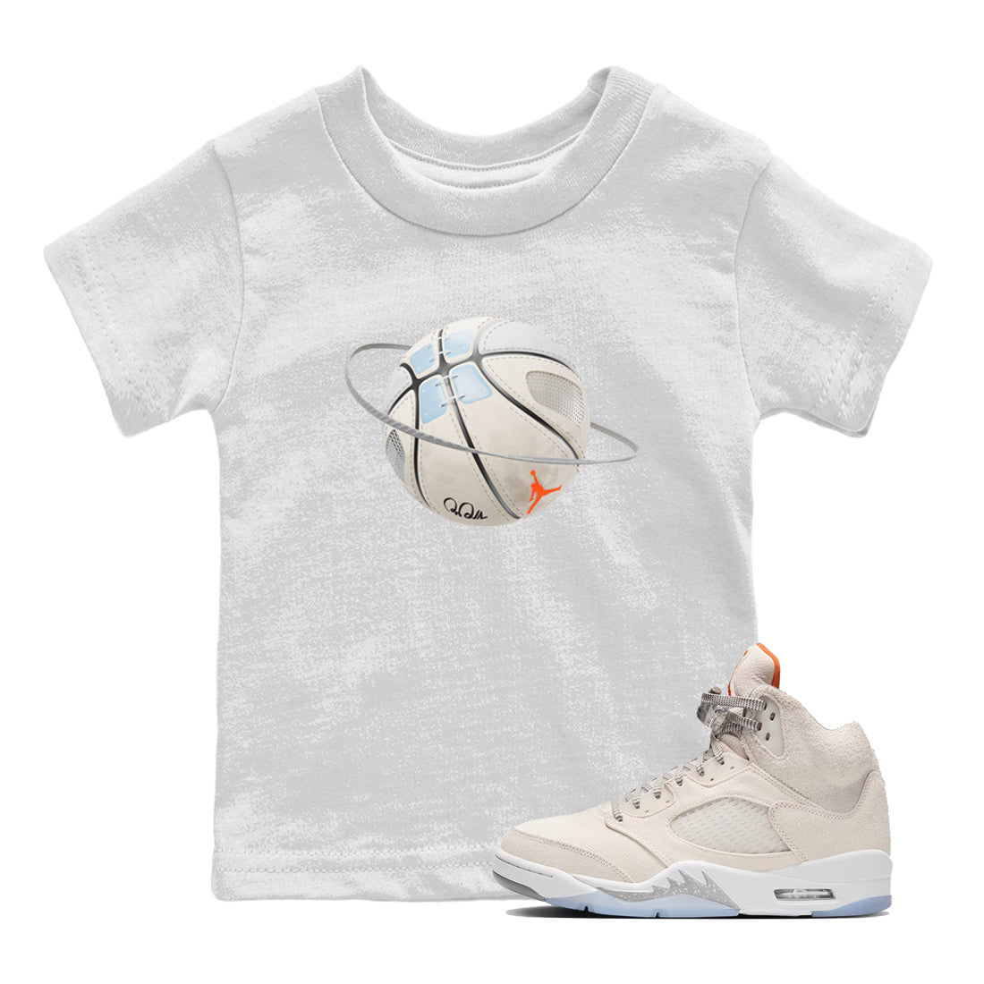 Air Jordan 5 Craft Sneaker Match Tees Basketball Planet Streetwear Sneaker Shirt AJ5 SE Craft Sneaker Release Tees Kids Shirts White 1