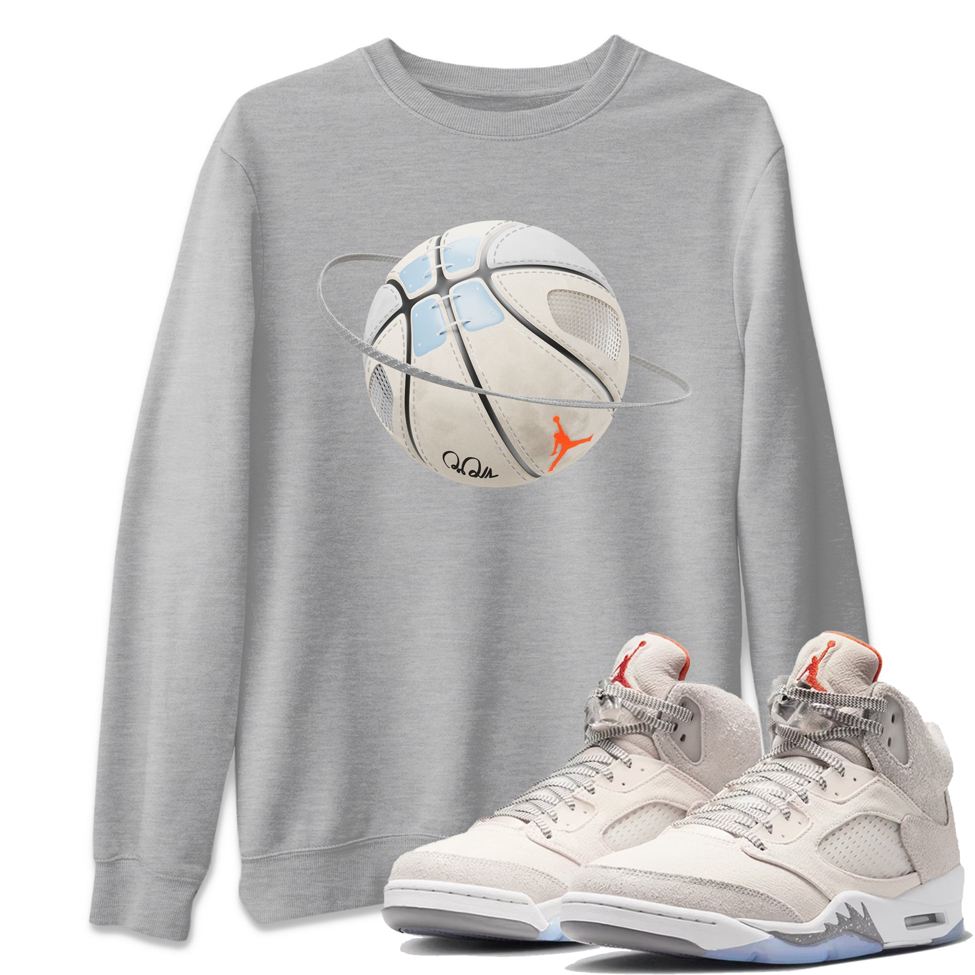 Air Jordan 5 Craft Sneaker Match Tees Basketball Planet Streetwear Sneaker Shirt AJ5 SE Craft Sneaker Release Tees Unisex Shirts Heather Grey 1