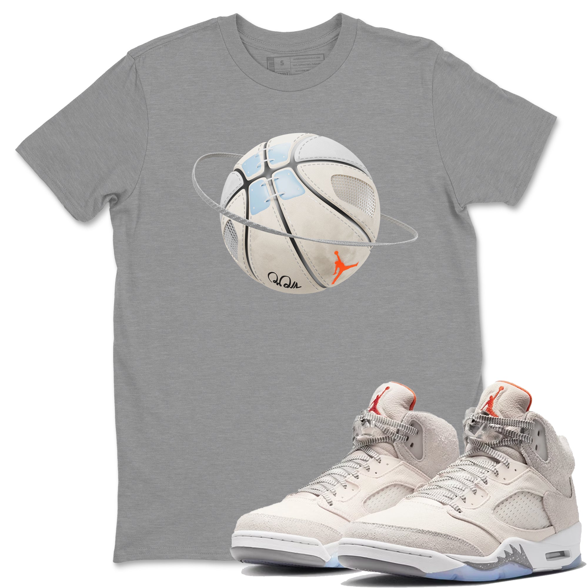 Air Jordan 5 Craft Sneaker Match Tees Basketball Planet Streetwear Sneaker Shirt AJ5 SE Craft Sneaker Release Tees Unisex Shirts Heather Grey 1