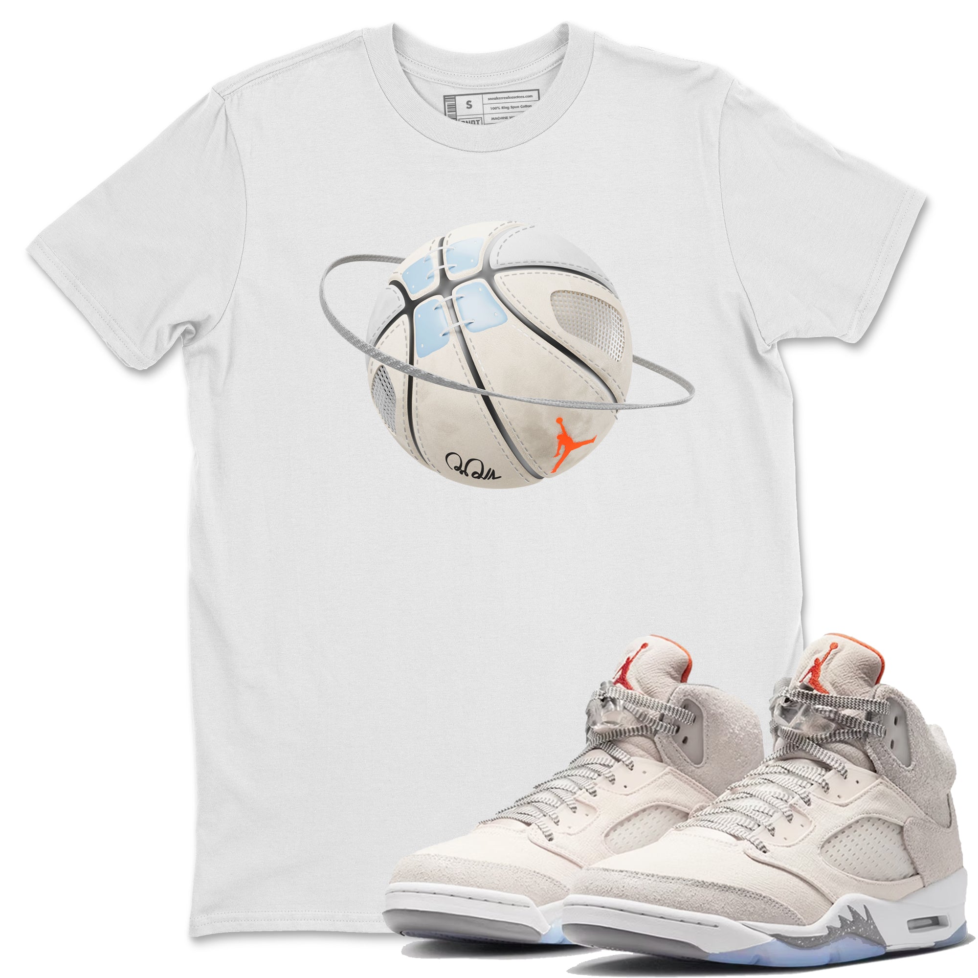 Air Jordan 5 Craft Sneaker Match Tees Basketball Planet Streetwear Sneaker Shirt AJ5 SE Craft Sneaker Release Tees Unisex Shirts White 1